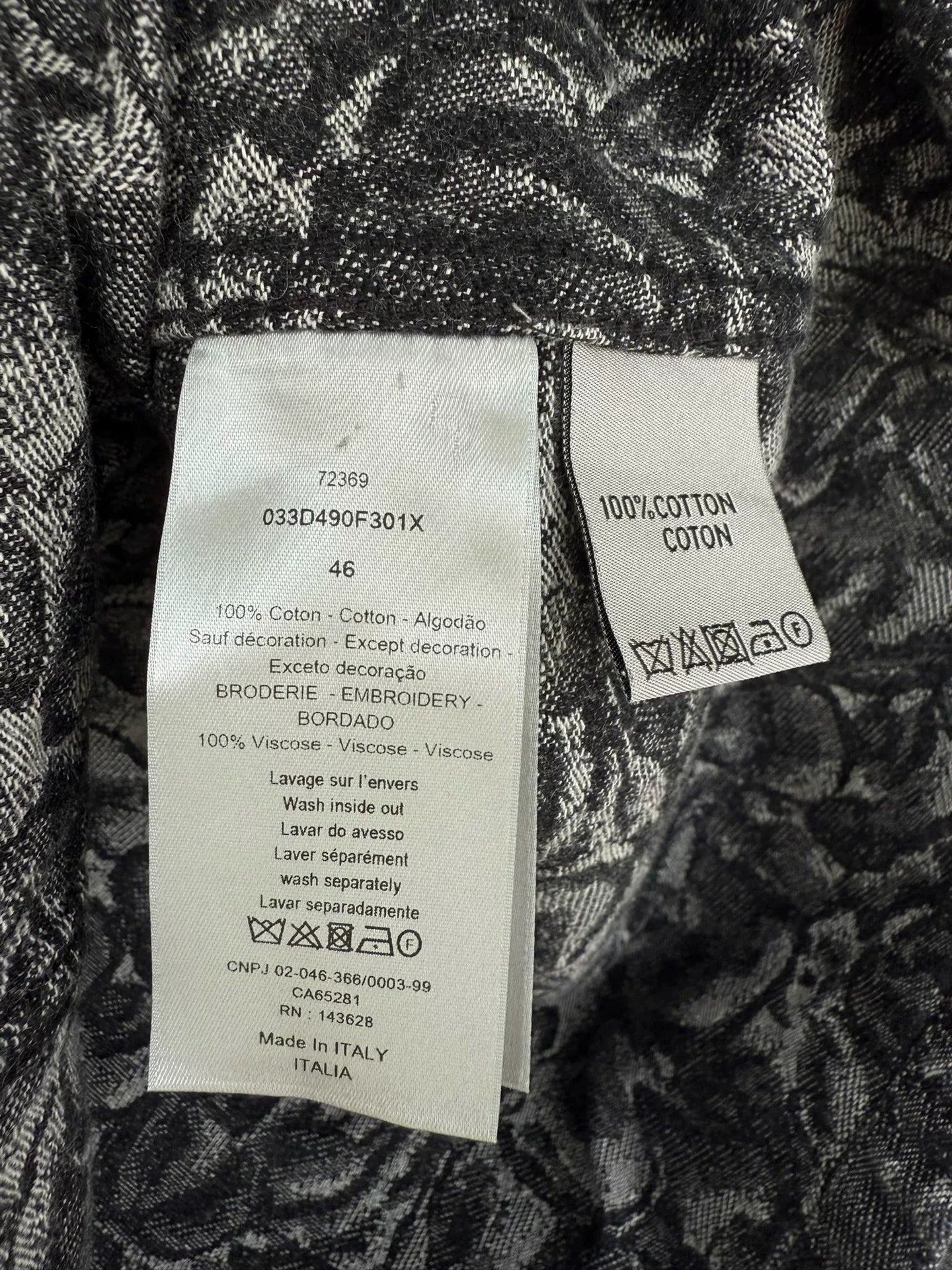 dior x jardin embroidered logo jacket size 46