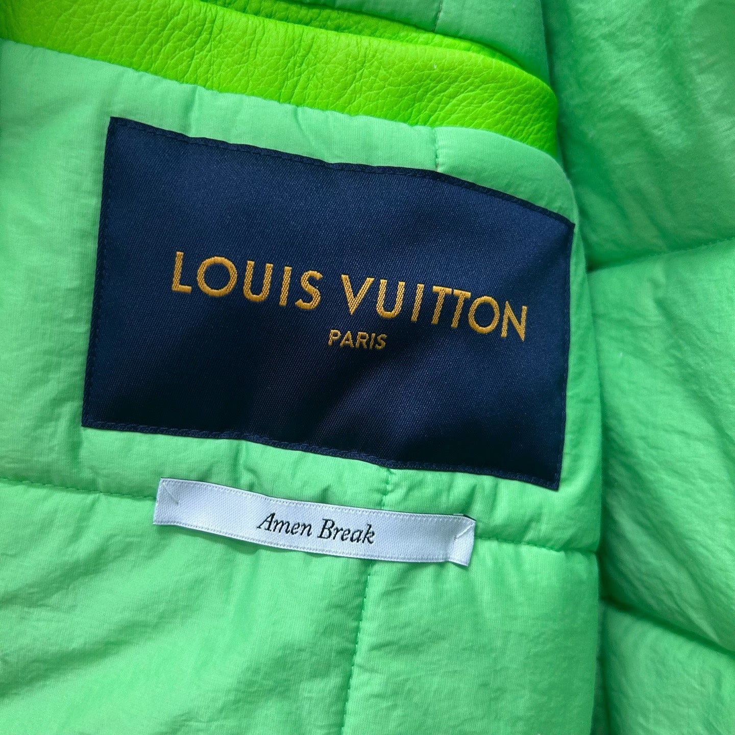 louis vuitton fluorescent green baseball jacket