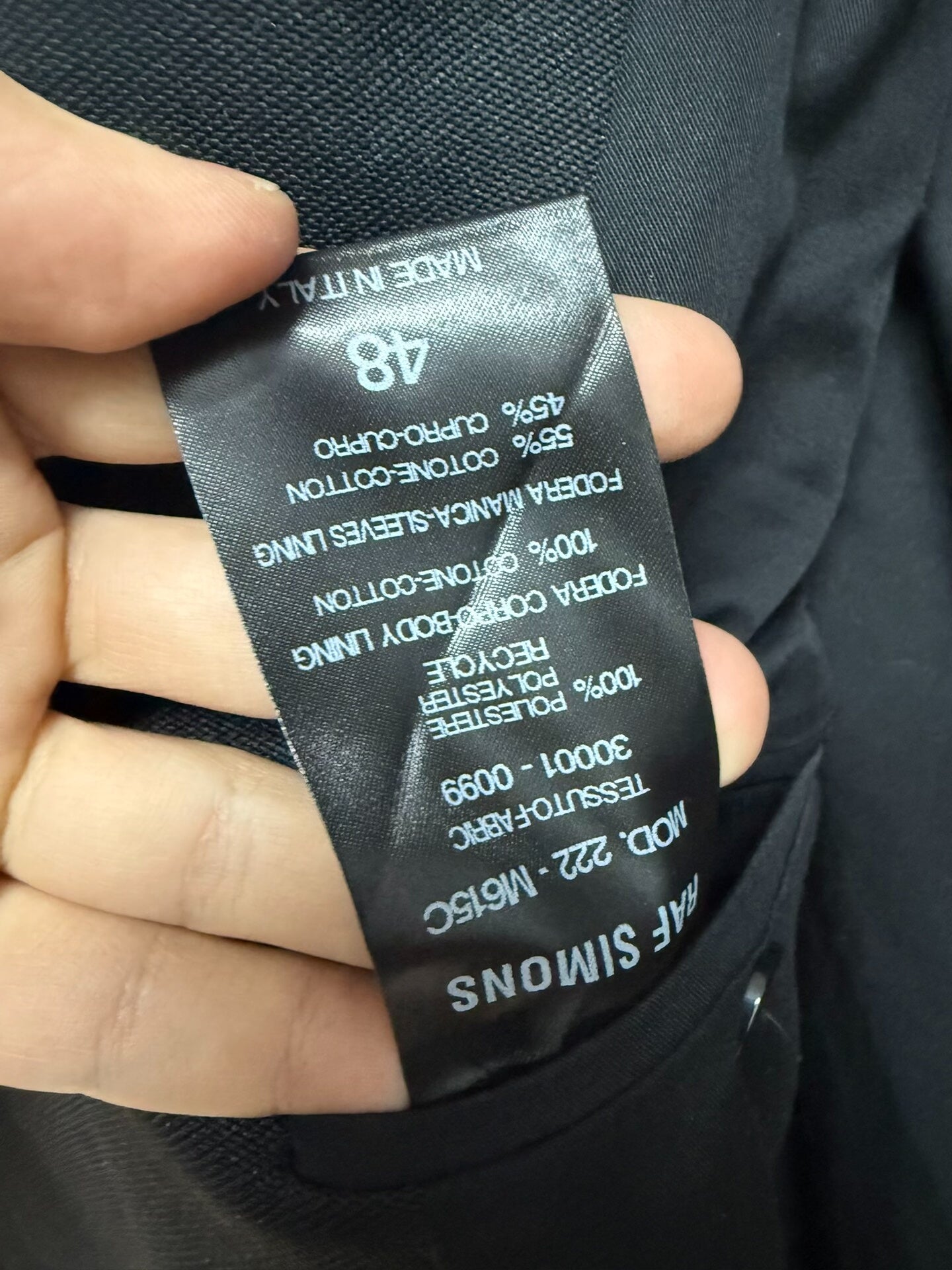 raf simons painted wool coat size 48