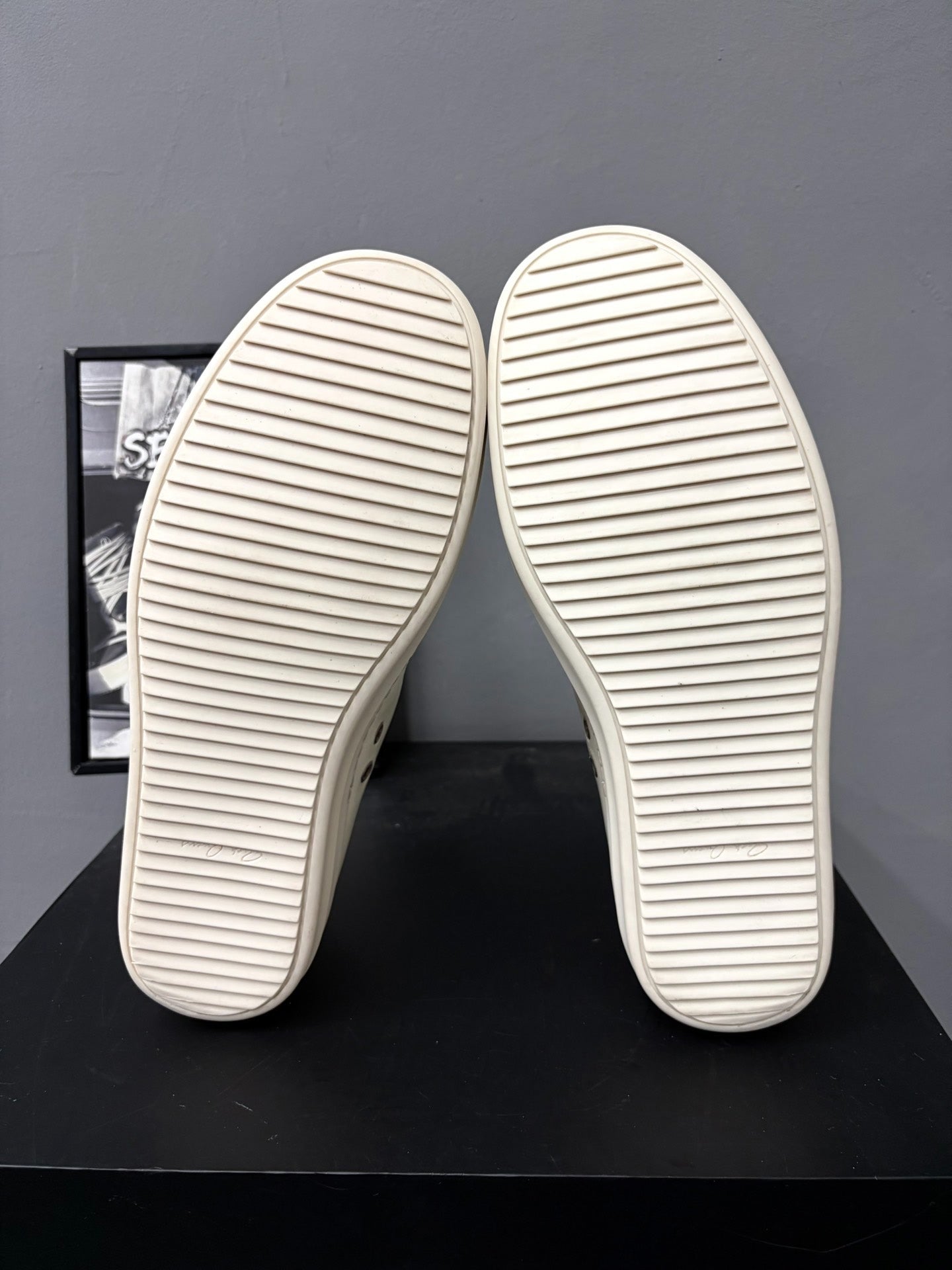 Rick Owens Milk White Low-Top Leather Sneakers