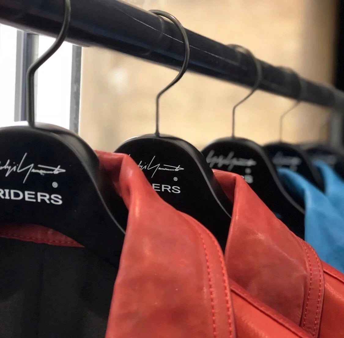 yohji yamamoto red leather biker jacket