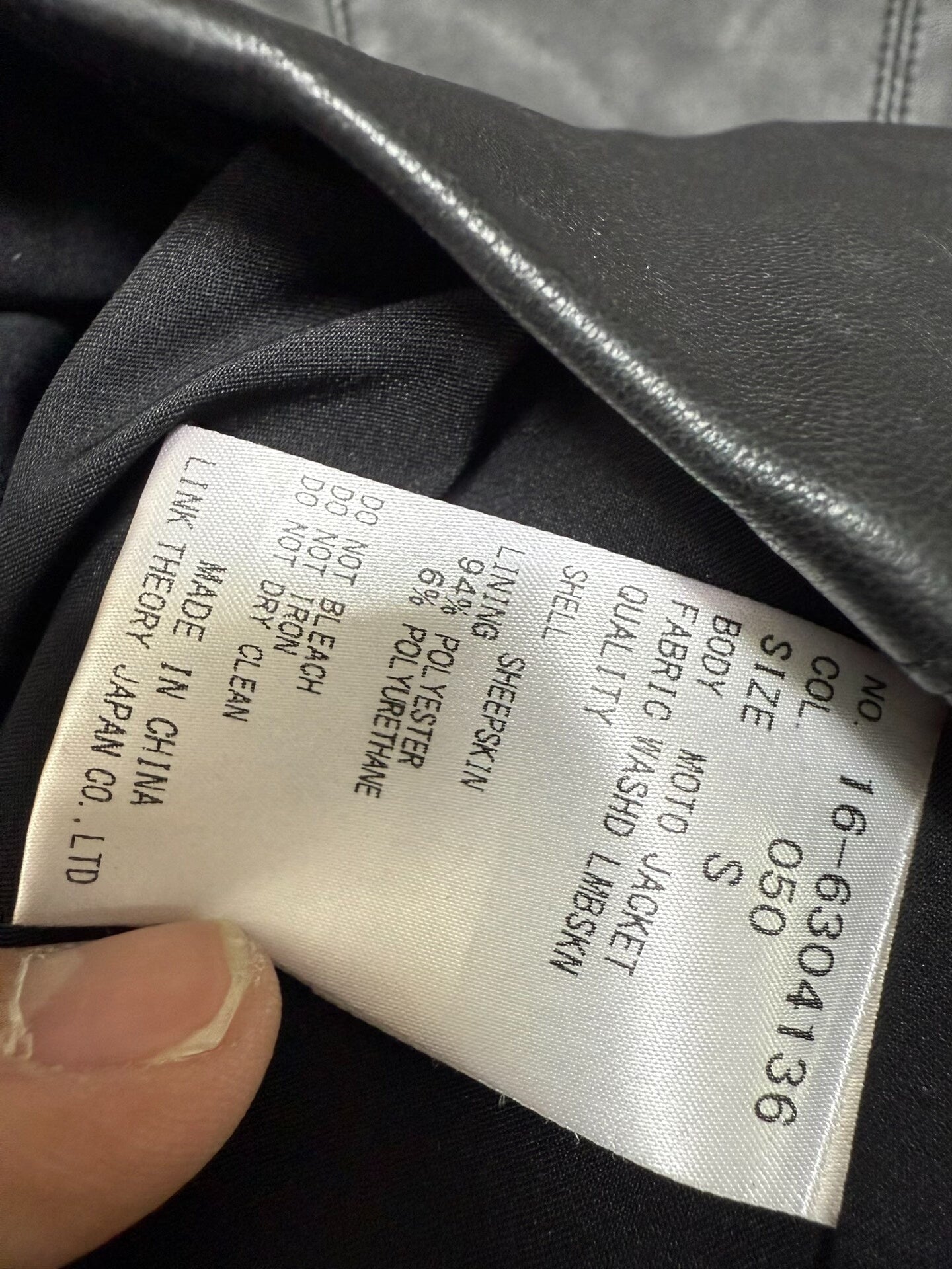 black leather motorcycle jacket size S