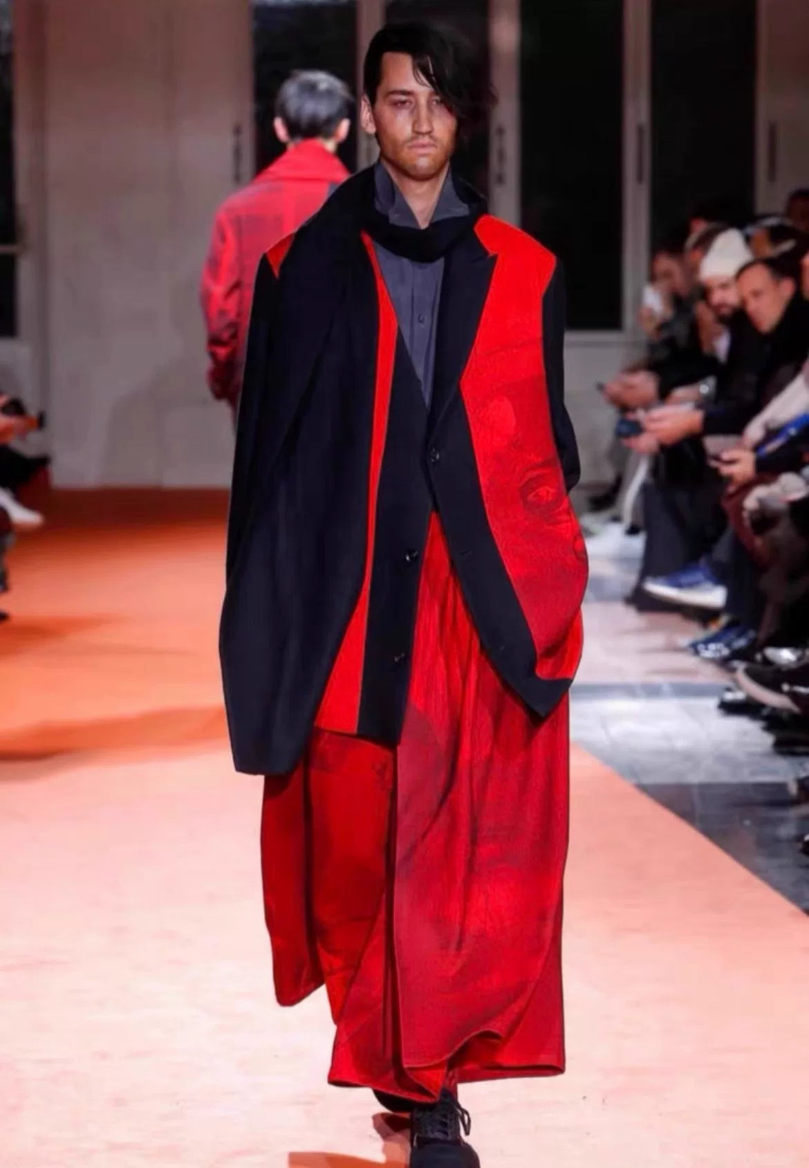Yohji Yamamoto Red and Black Coat