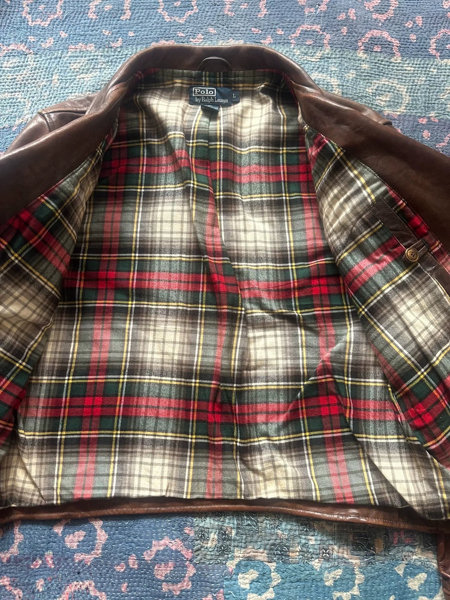 brown leather motorcycle jacket by polo ralph lauren