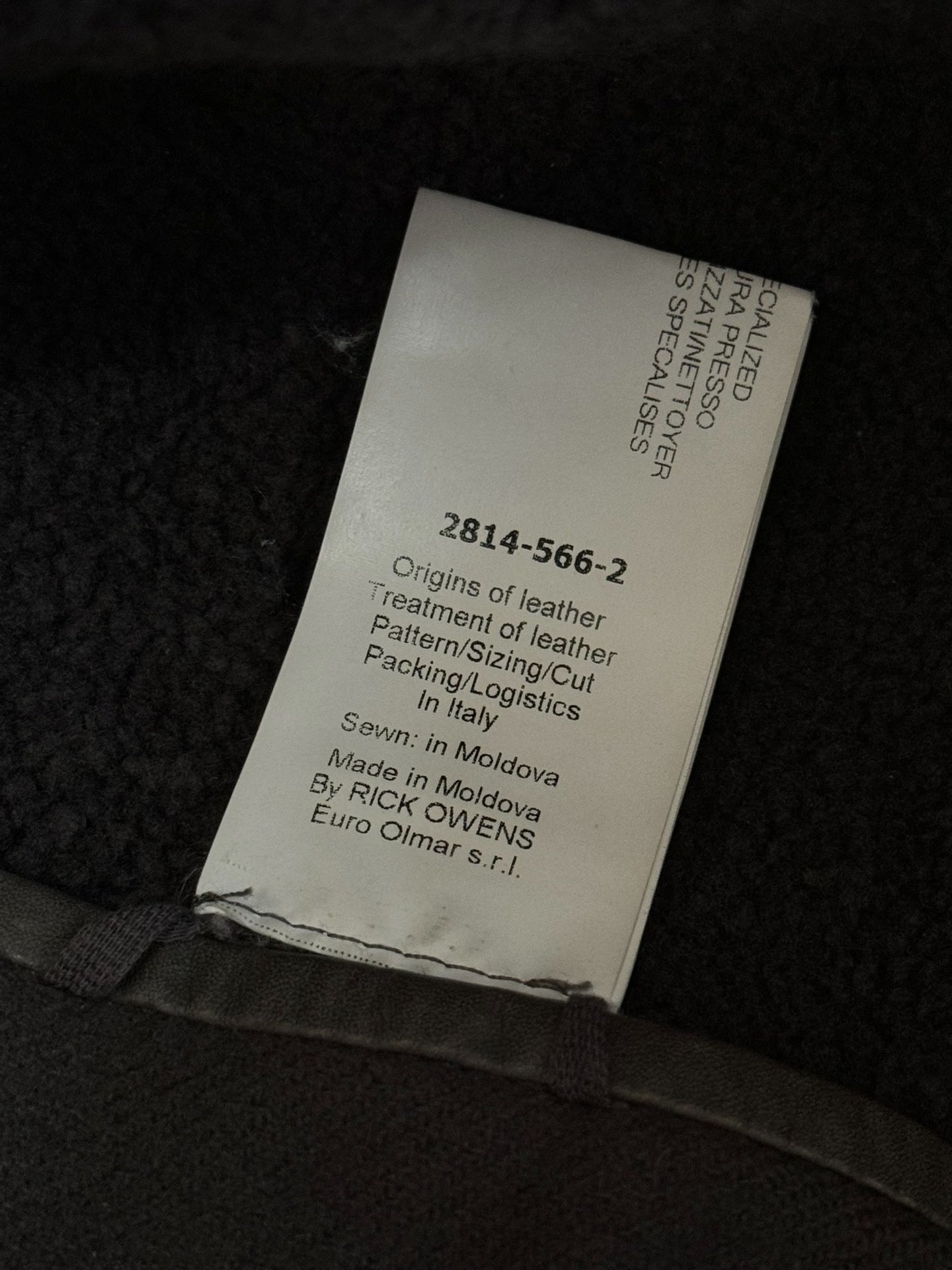 rick owens leather jacket with shearling collar