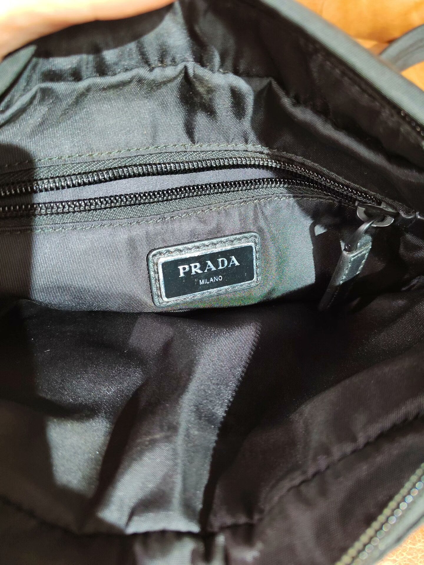 Prada Canvas Crossbody Bag Black Blue