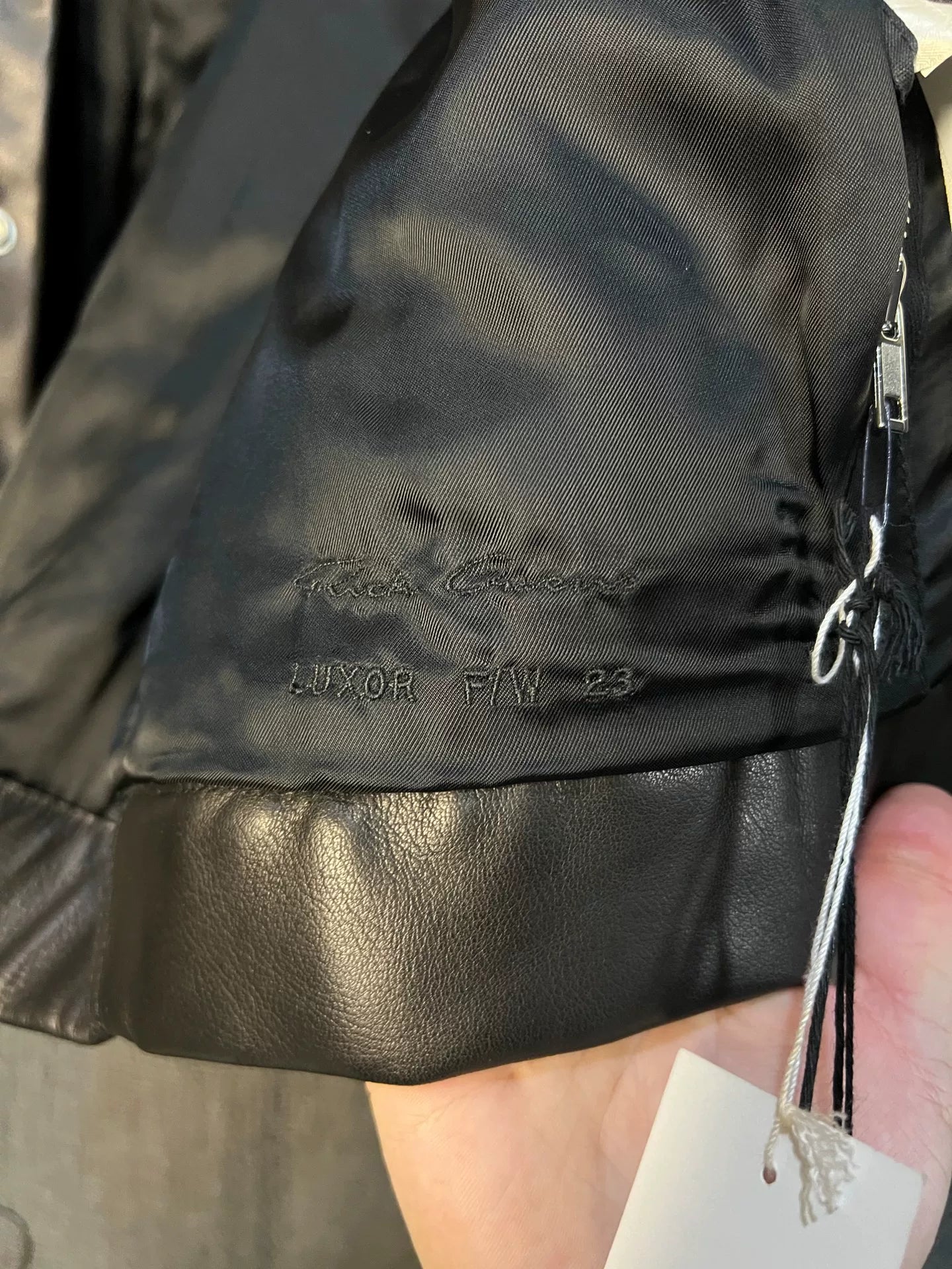 rick owens black leather cropped jacket