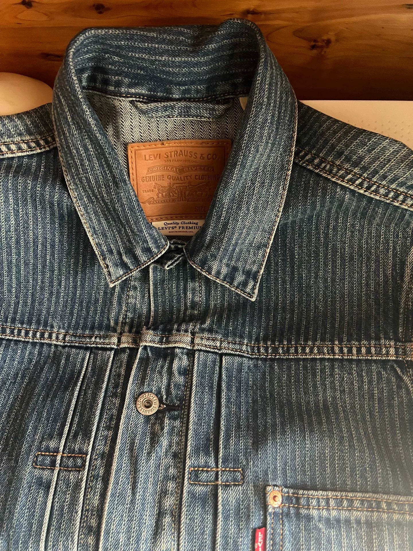 vintage levi's striped denim jacket