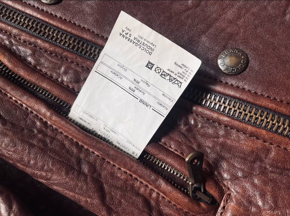 dolce gabbana double-layer leather motorcycle jacket