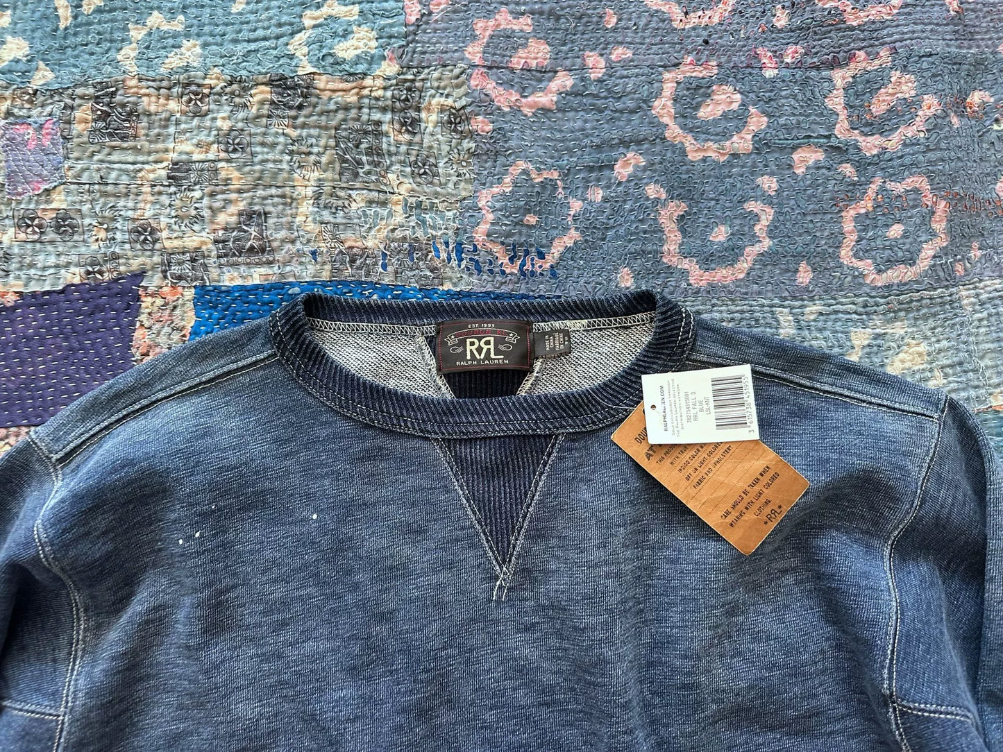 rrl patchwork splash paint sweatshirt