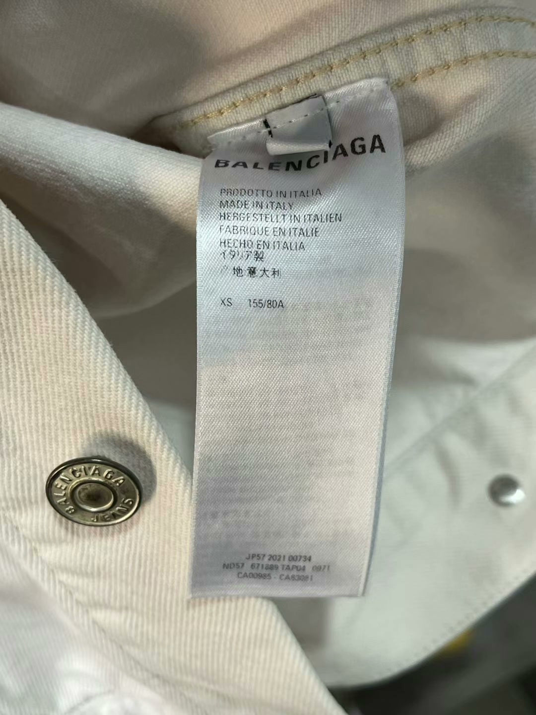 balenciaga white embroidered denim jacket xs
