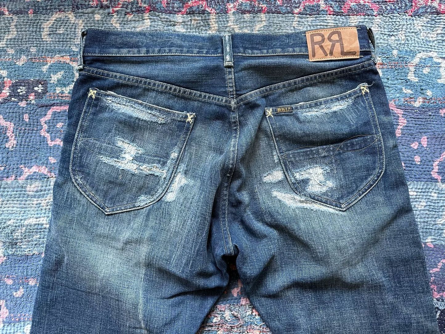 RRL Distressed Vintage Wash Denim Jeans