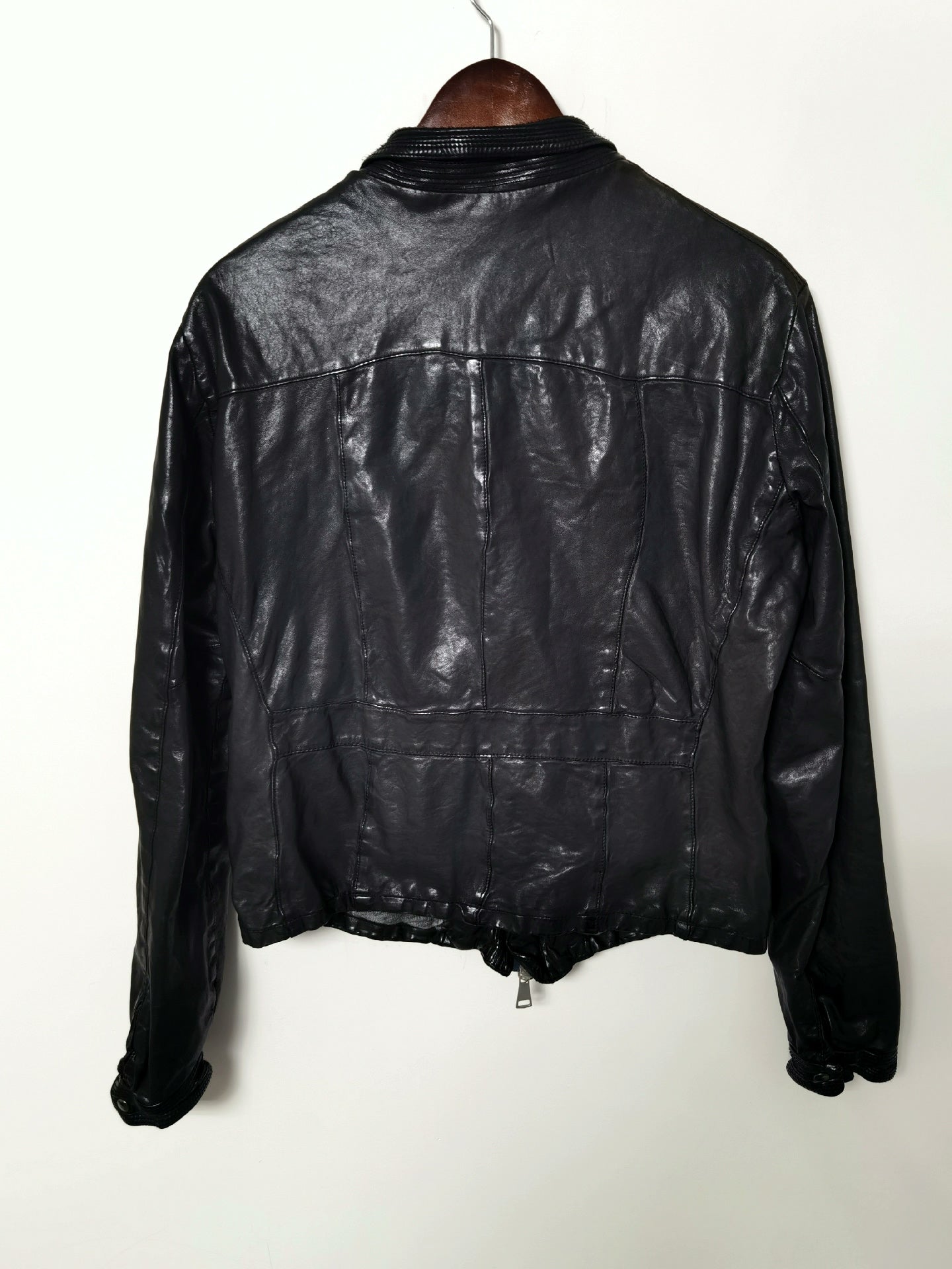 Giorgio Brato Slim Distressed Leather Jacket 48