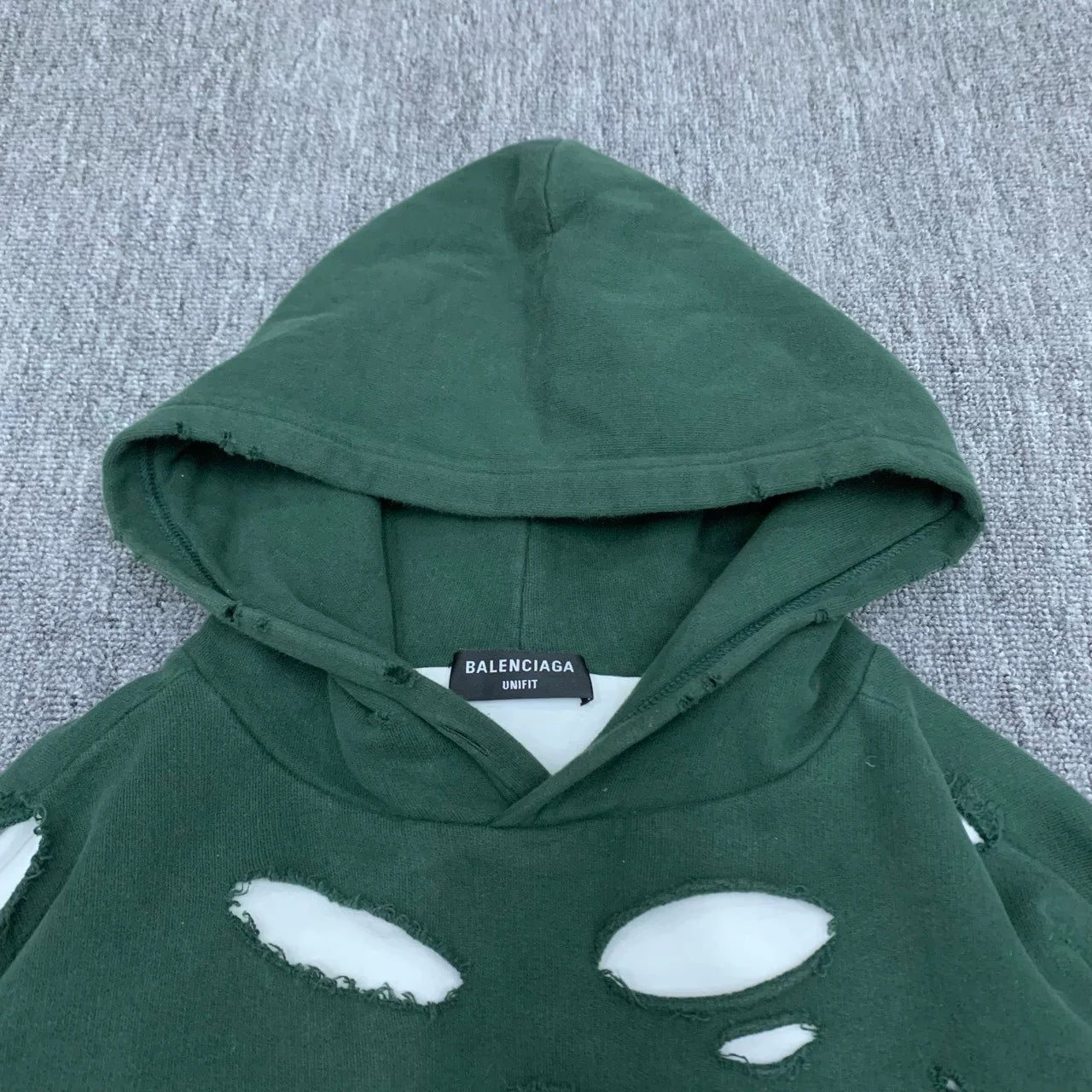 balenciaga green distressed hoodie sweatshirt xs