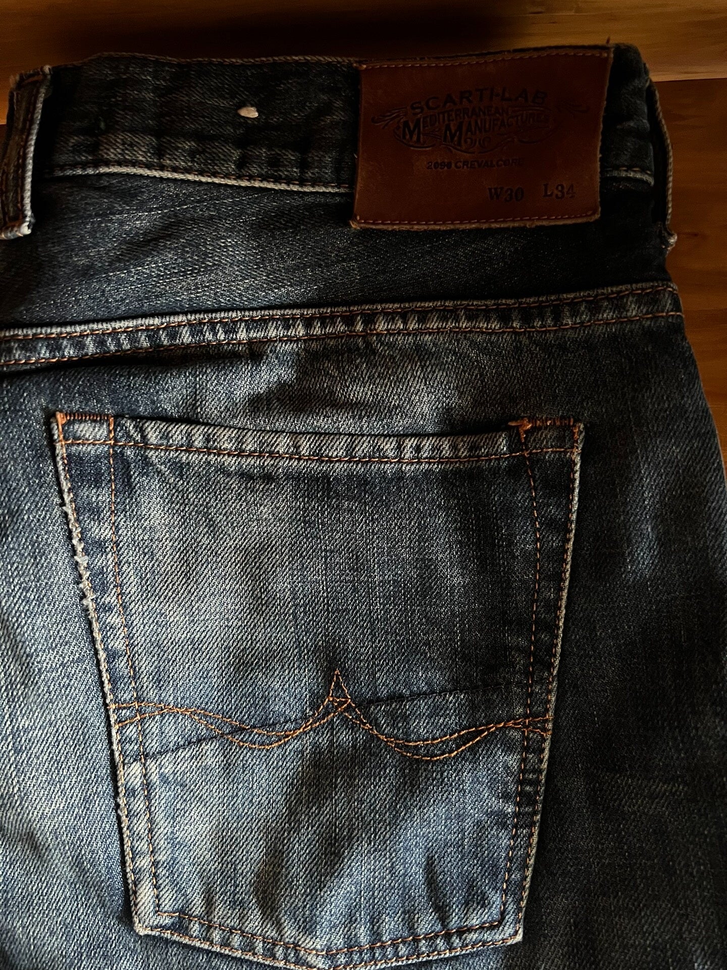 Vintage Style Heavy Wash Denim Pants