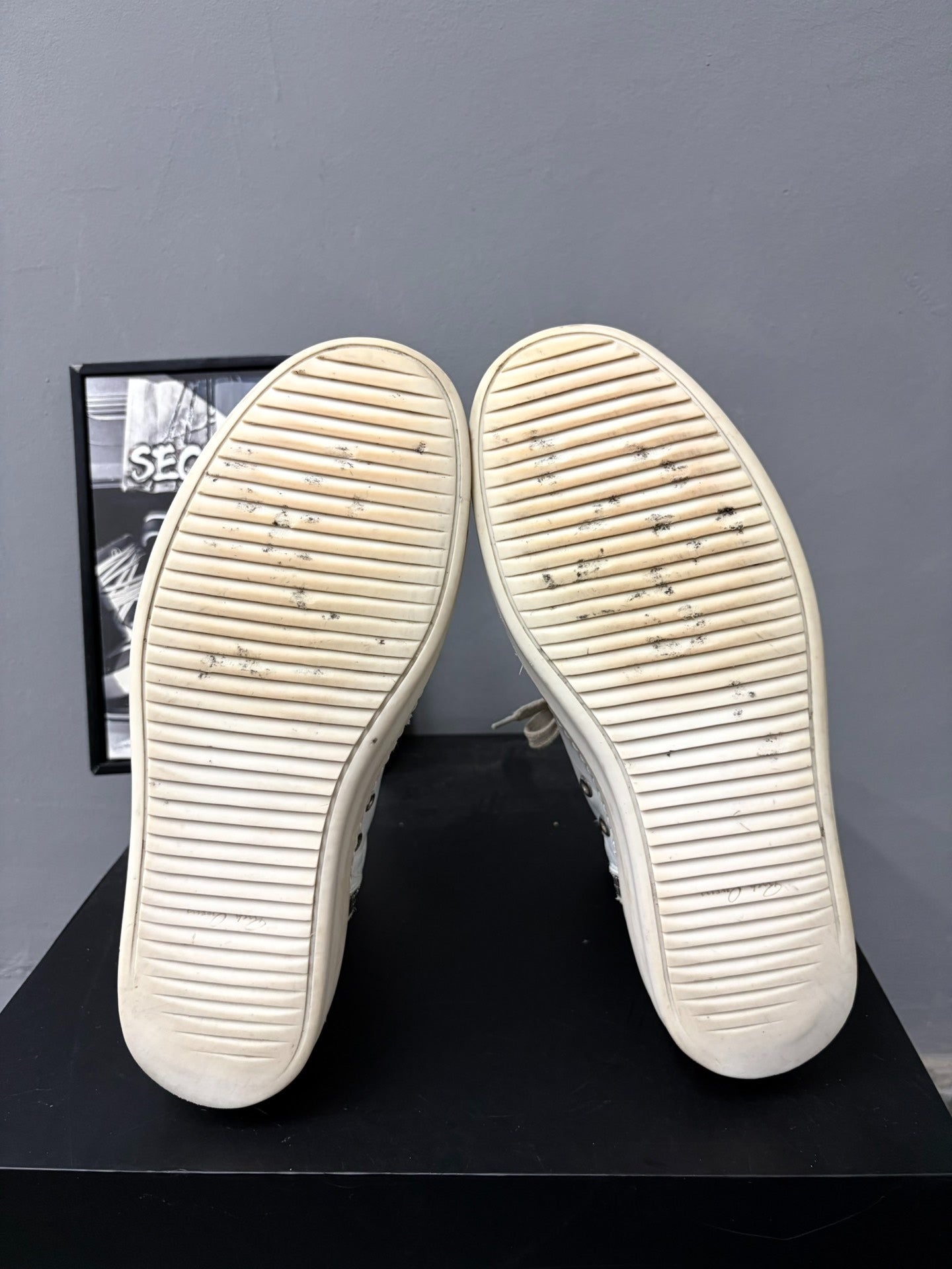 Rick Owens Leather White High-Top Sneakers