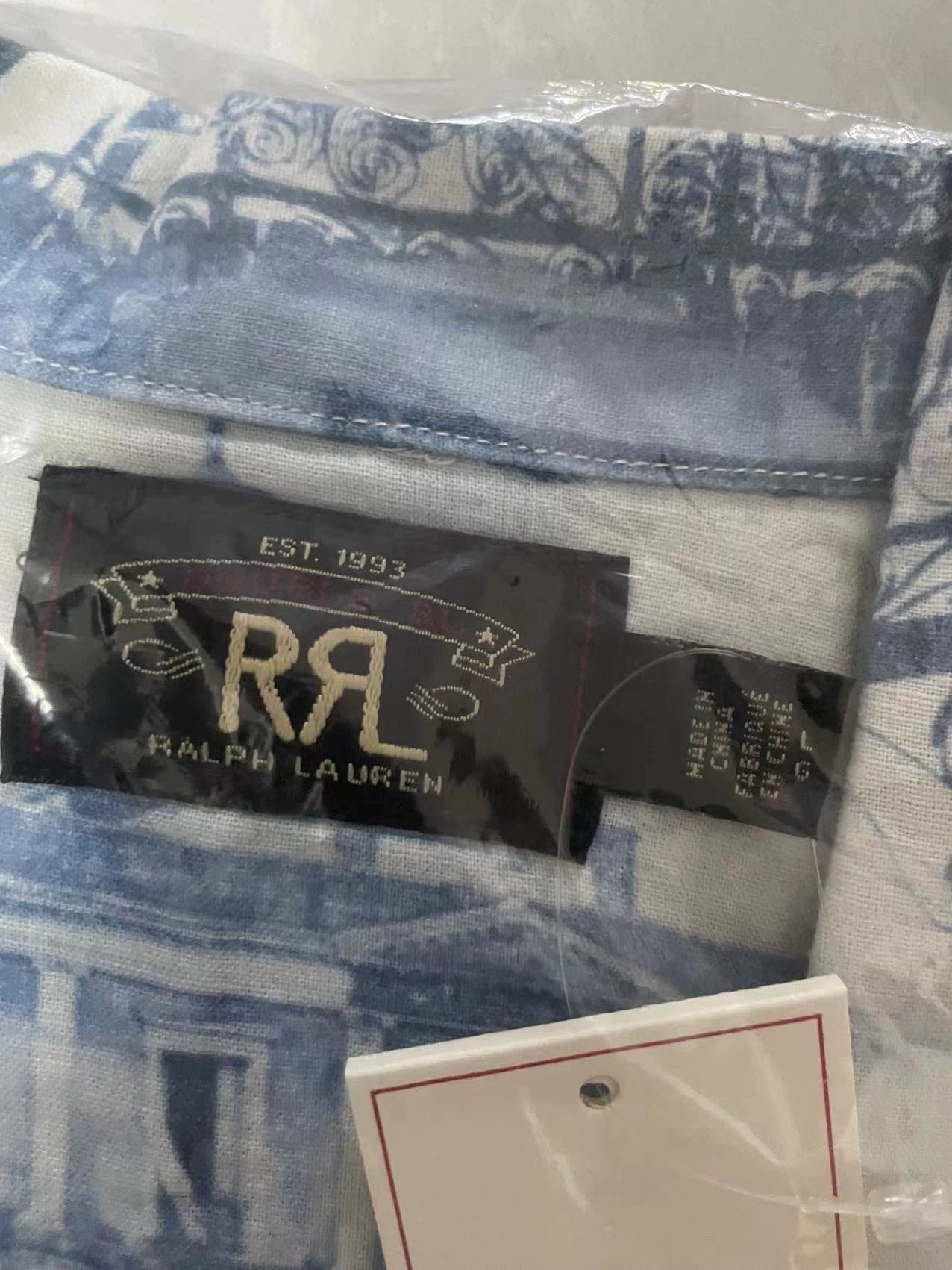 RRL Men's Printed Casual Short-Sleeve Shirt