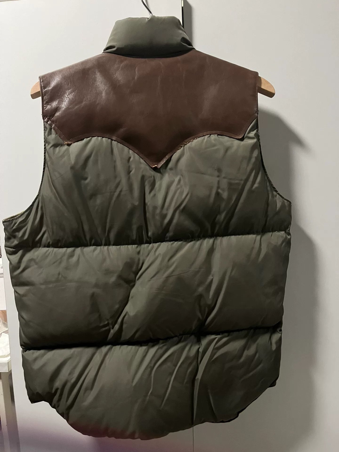 rocky mountain down vest with leather details