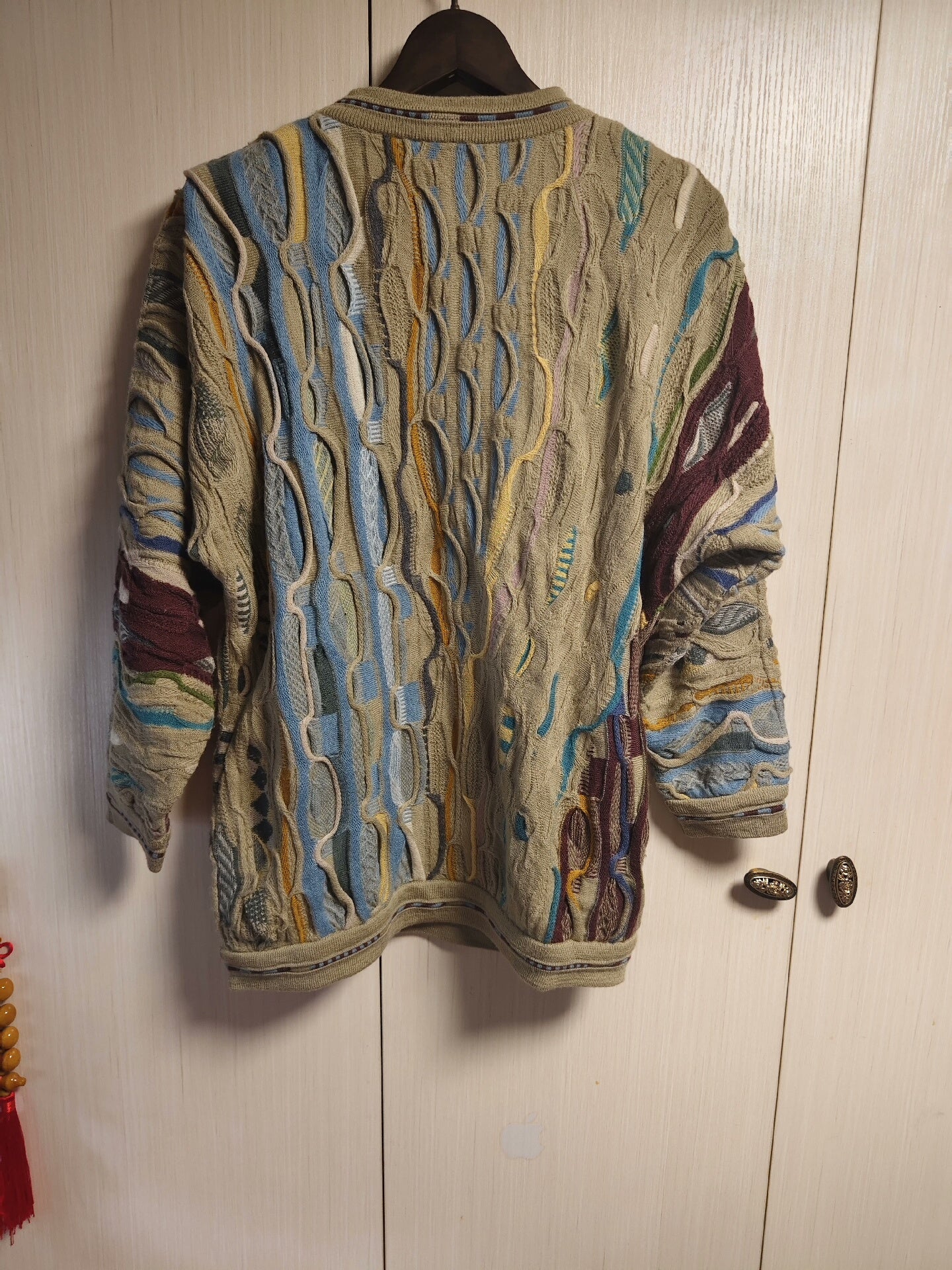 vintage coogi patterned sweater with shoulder pads