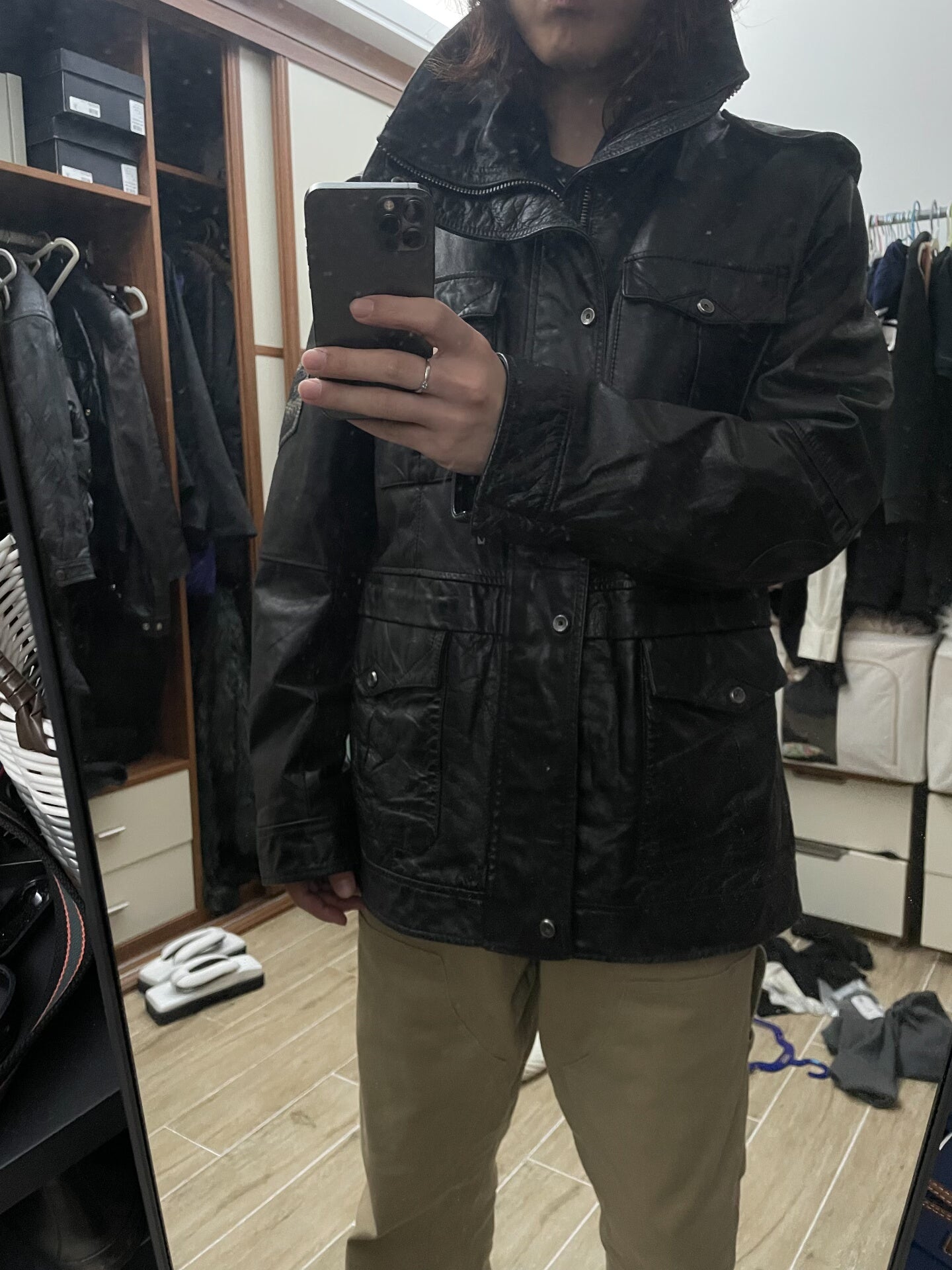 diesel leather jacket with multiple zippers