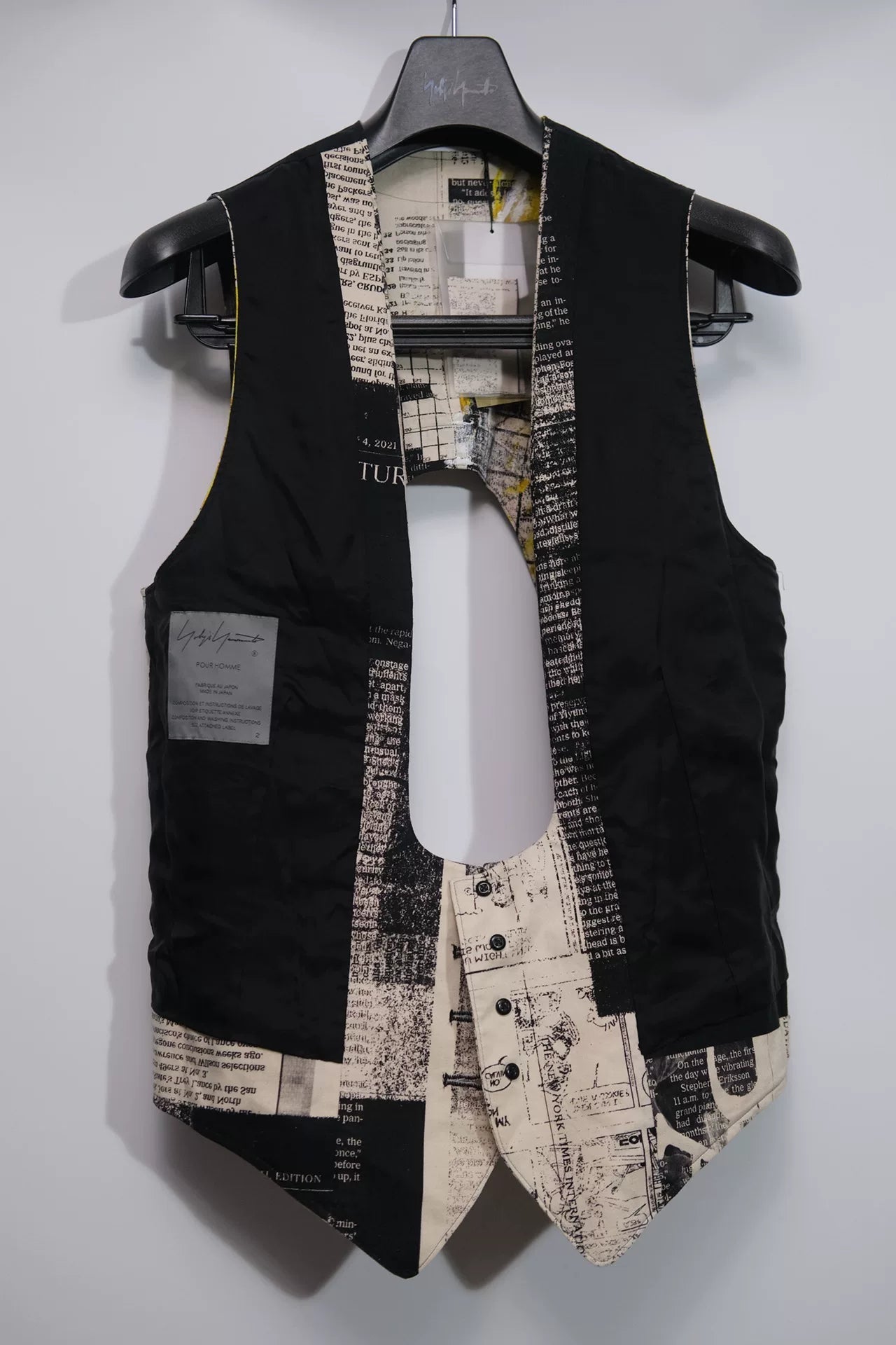 Yohji Yamamoto Yellow Newspaper Vest