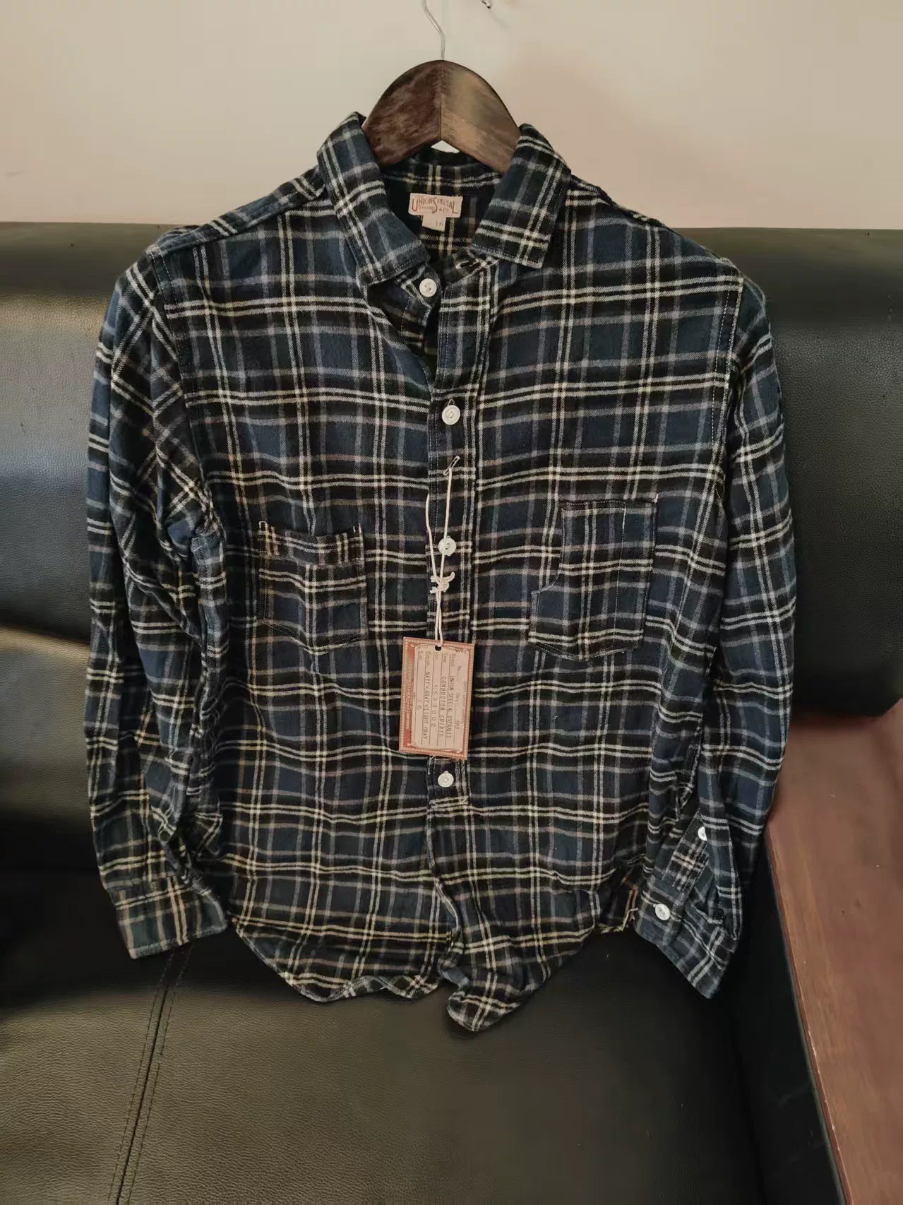 Navy Gray Wool Shirt by Freewheelers