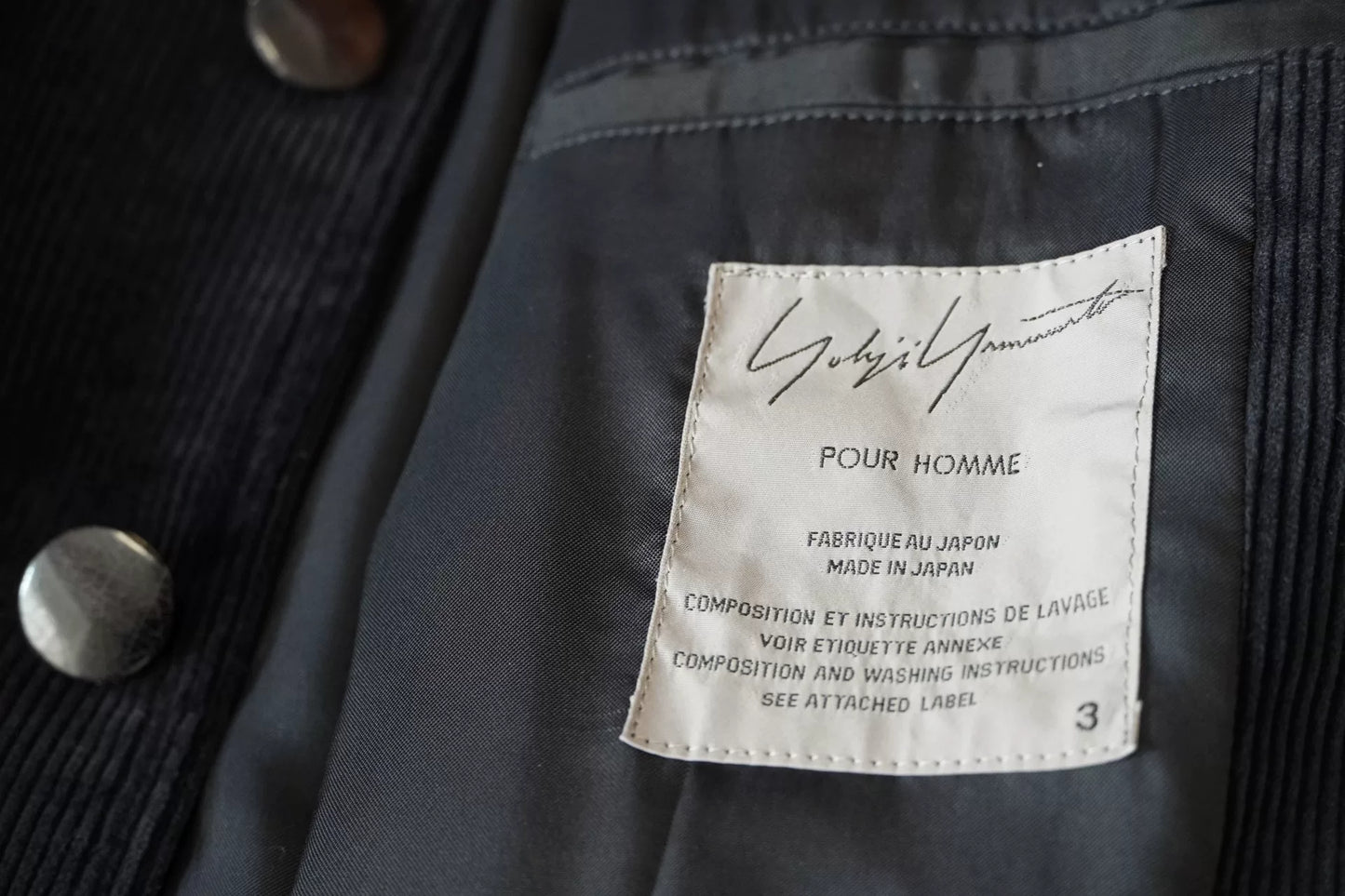 Yohji Yamamoto Black Corduroy Long Jacket