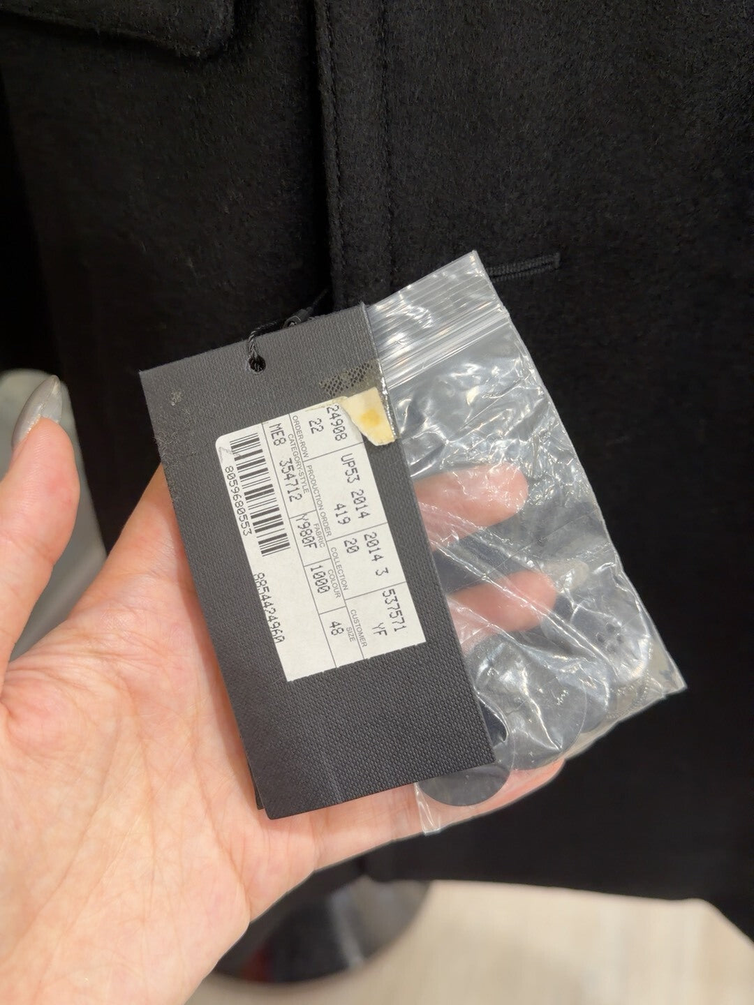 Saint Laurent Black Wool Coat Size 48