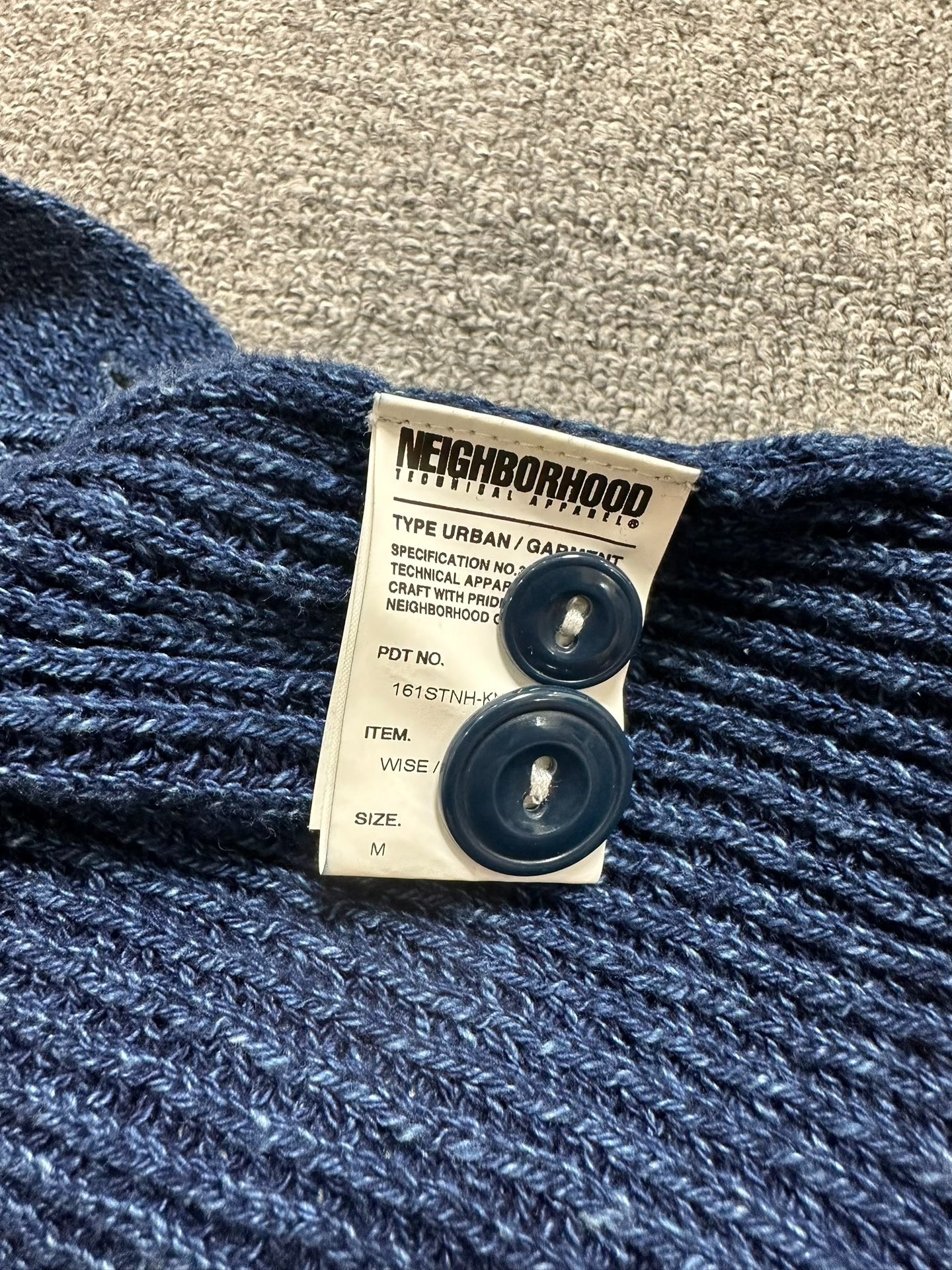 NEIGHBORHOOD Indigo Knit Shawl Collar Vest