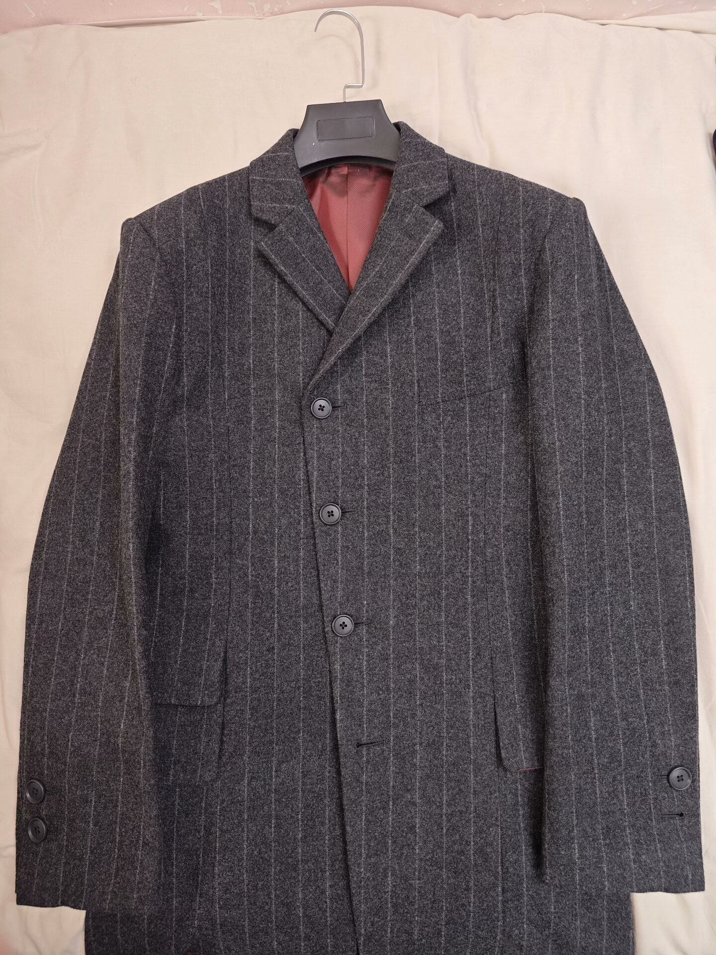 Yuji Yamada Wool Overcoat with Stripes