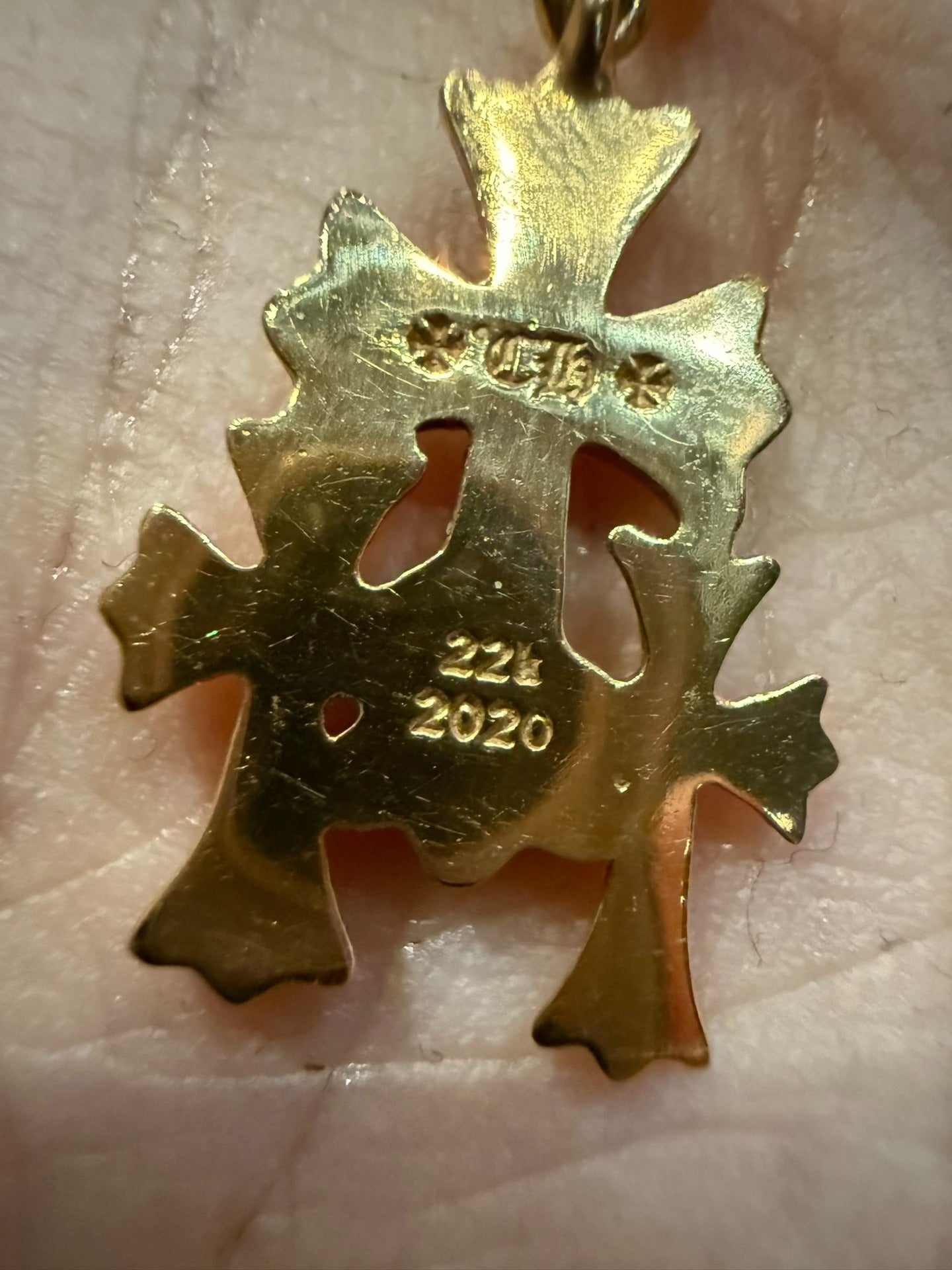 Chrome Hearts 22k Gold Cross Earrings