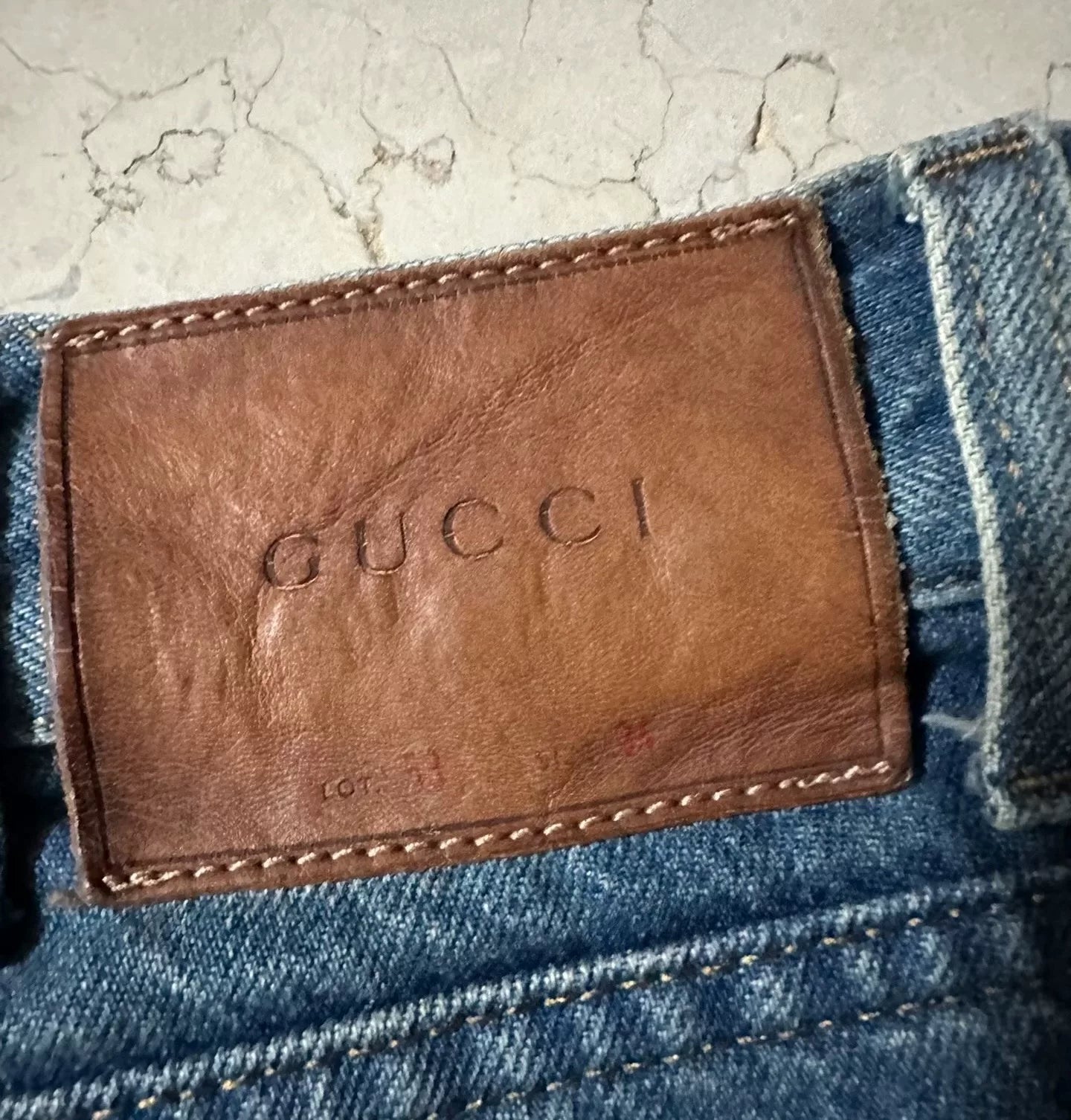 gucci coral snake washed denim pants size 34