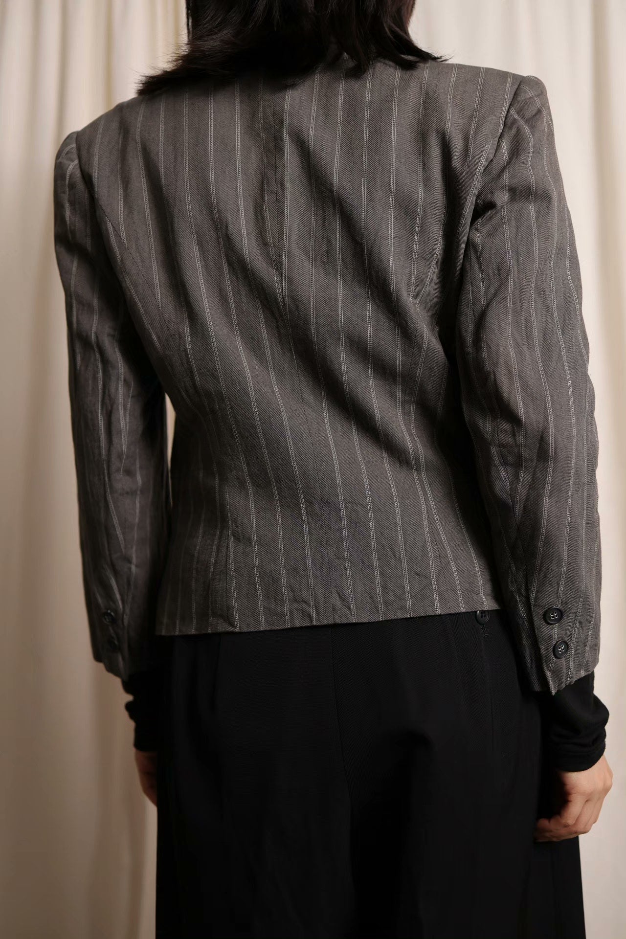 Y's by Yohji Yamamoto Gray Stripe Coat