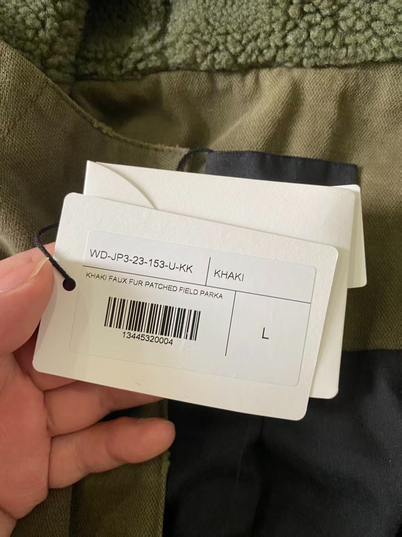 WE11DONE Olive Green Distressed Parka