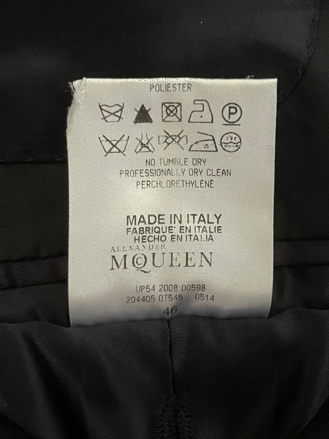 Alexander McQueen F/W08 Tailored Black Suit