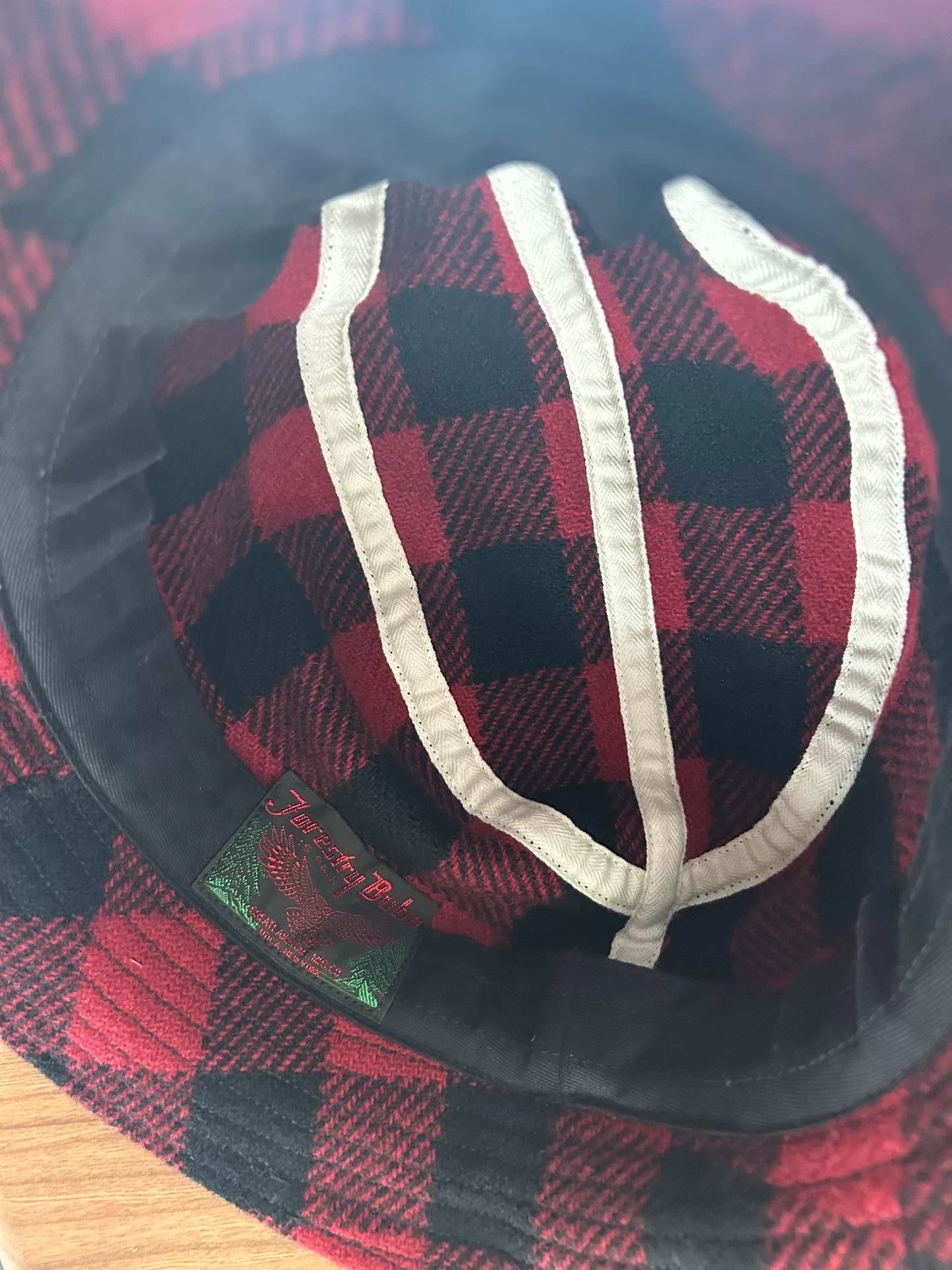 red and black plaid outdoor gentleman hat