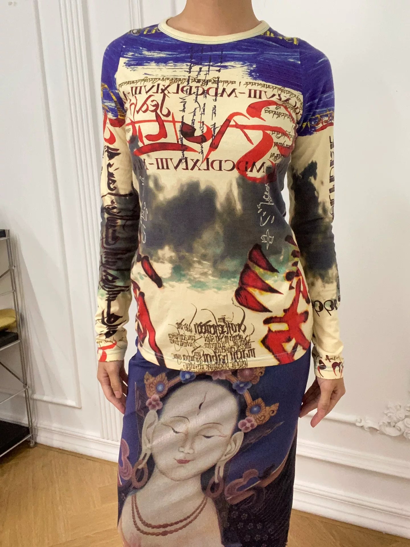 jean paul gaultier long sleeve graphic shirt