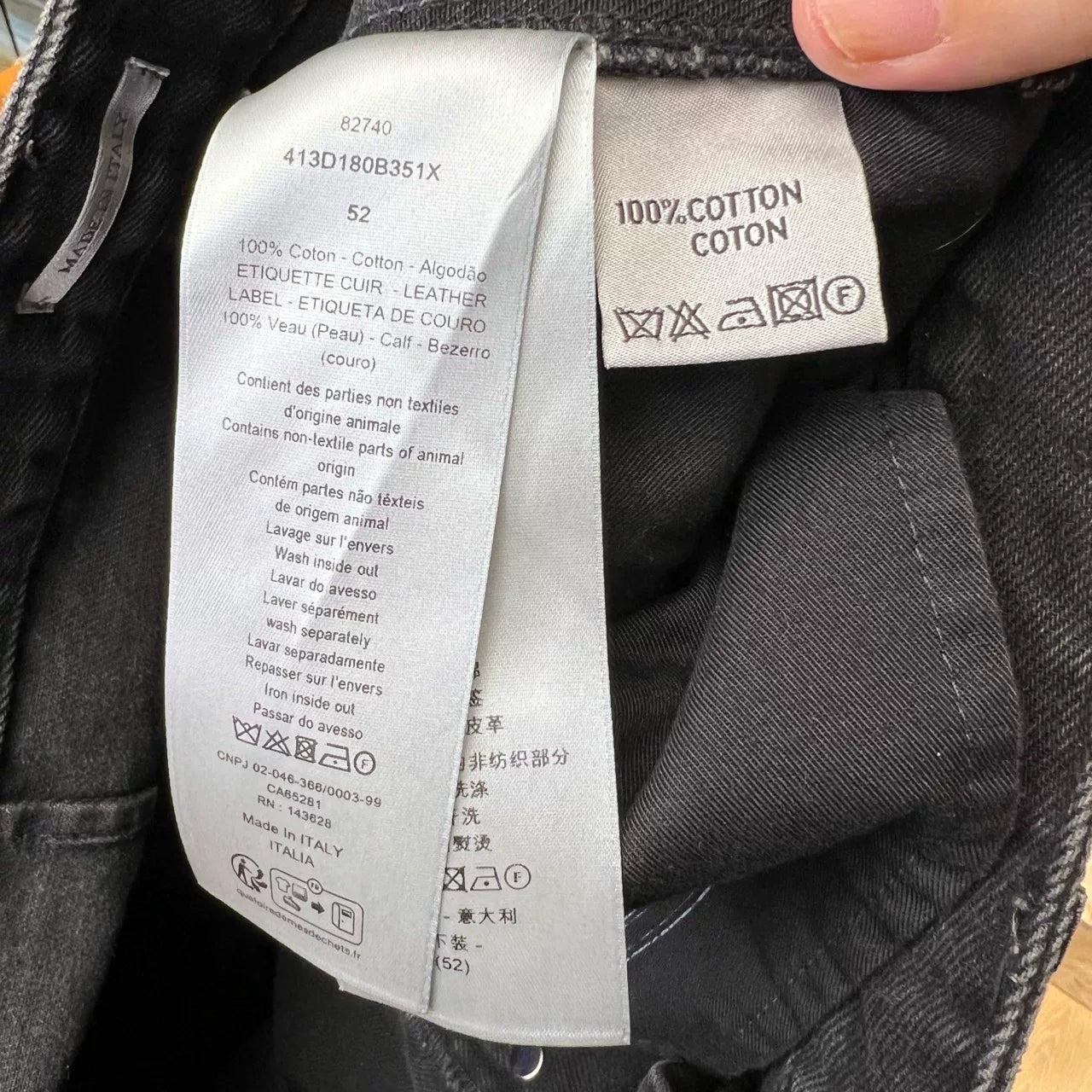 dior black washed cargo jeans size 52