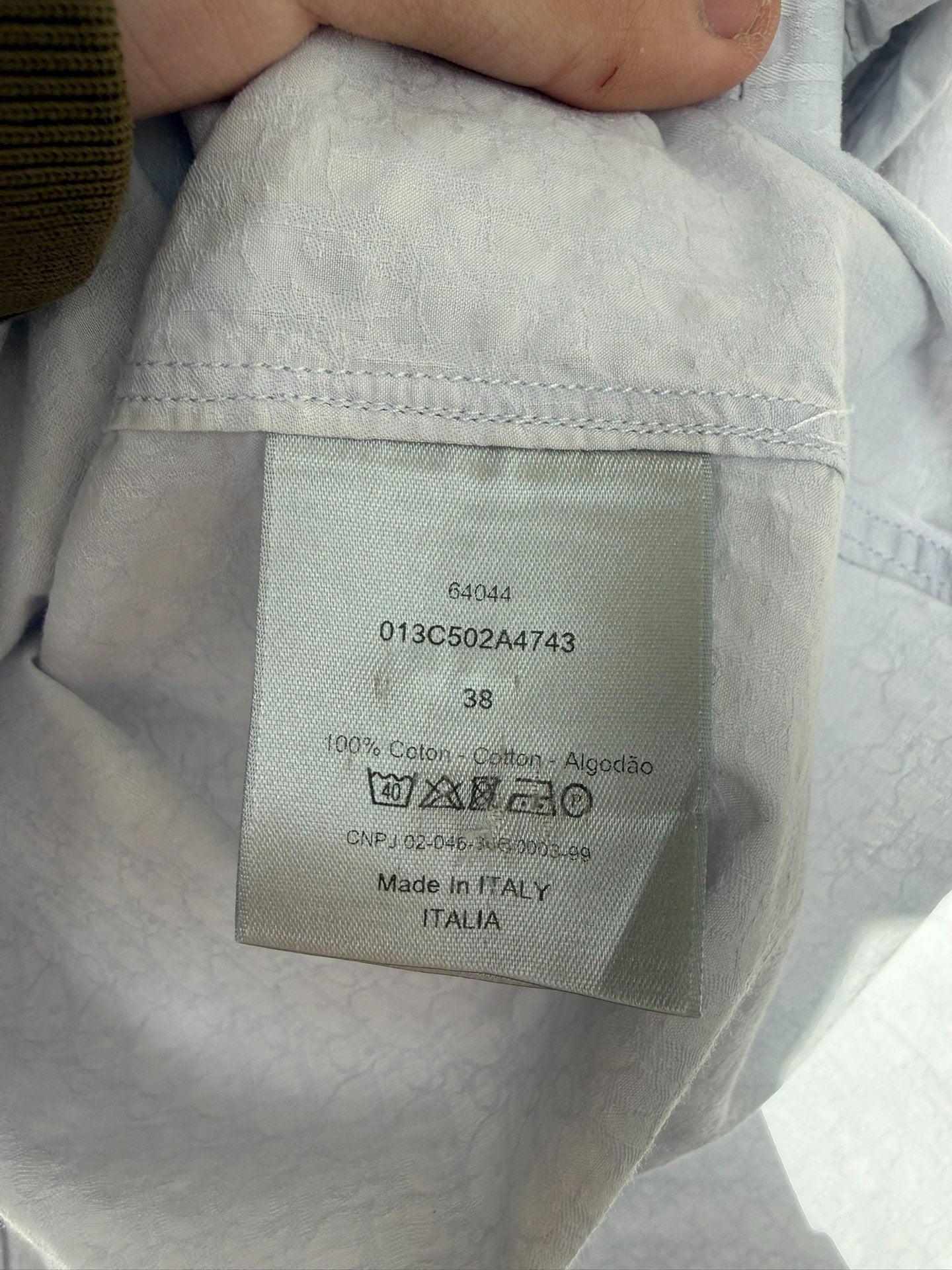 dior light blue patterned long sleeve shirt