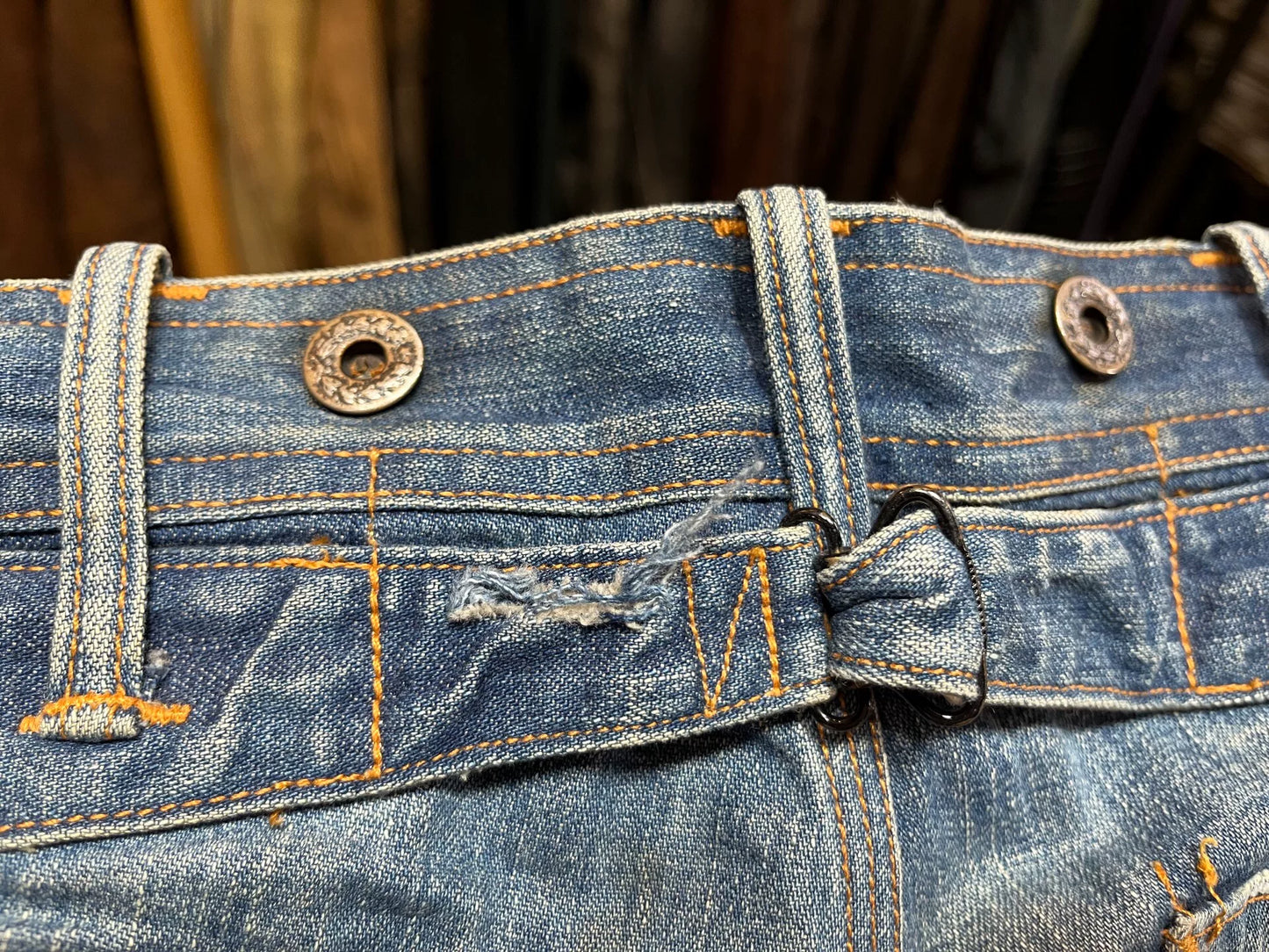distressed double rl workwear denim pants