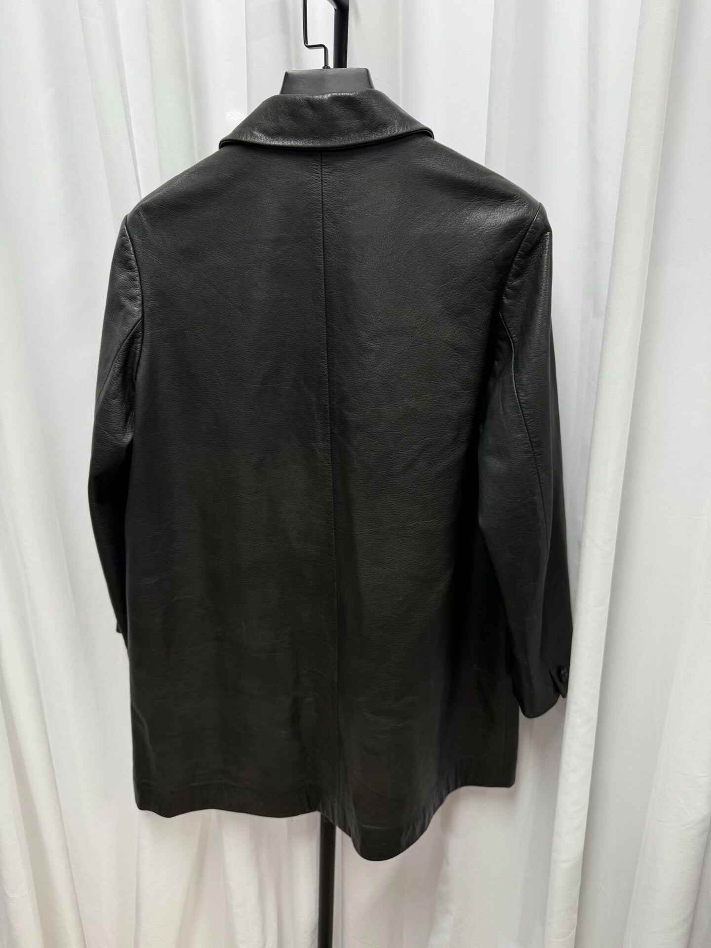 yohji yamamoto y's leather coat in black