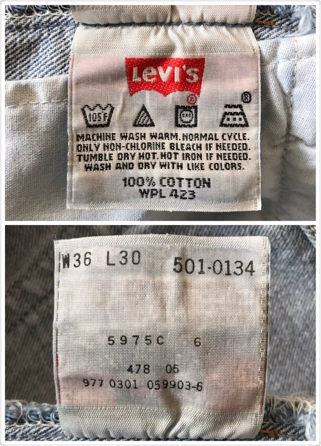 Levi's 501 Washed Blue Jeans W36L30