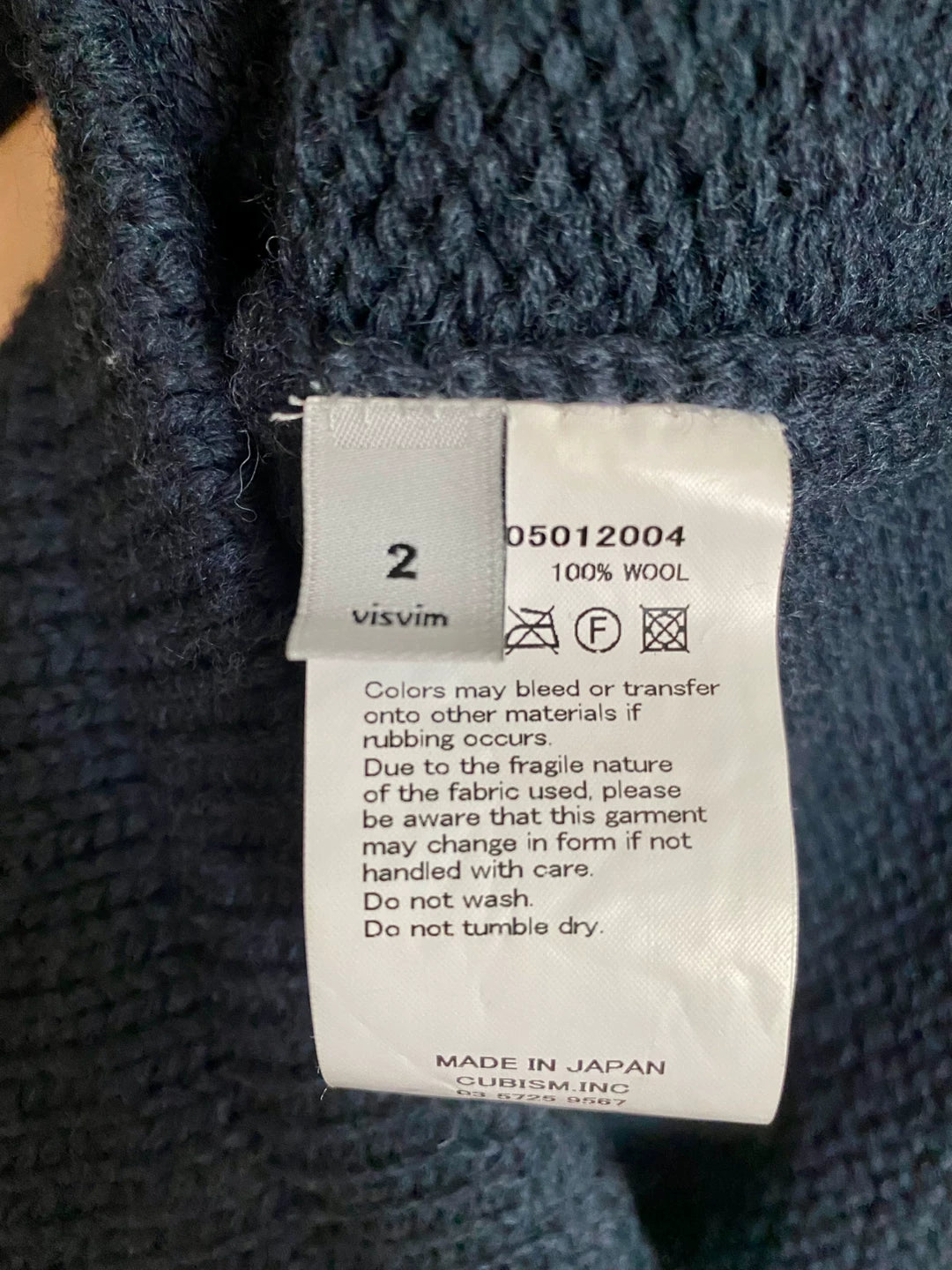 visvim Dark Blue Wool Cardigan Orange Buttons