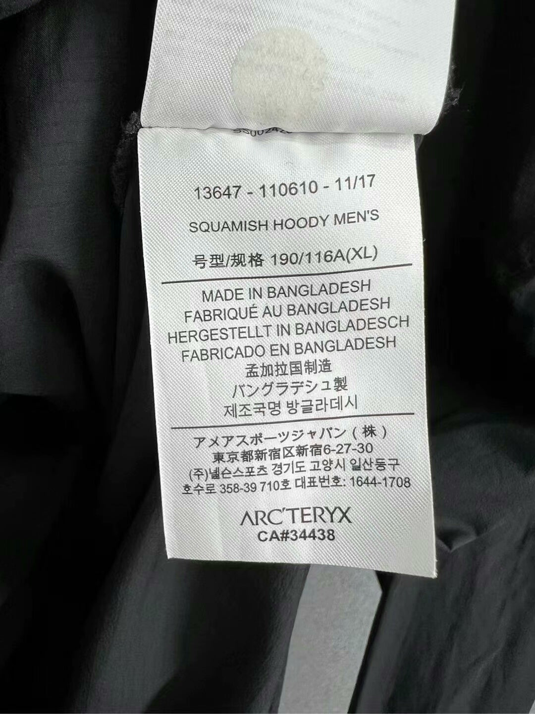 arcteryx squamish hooded jacket in black