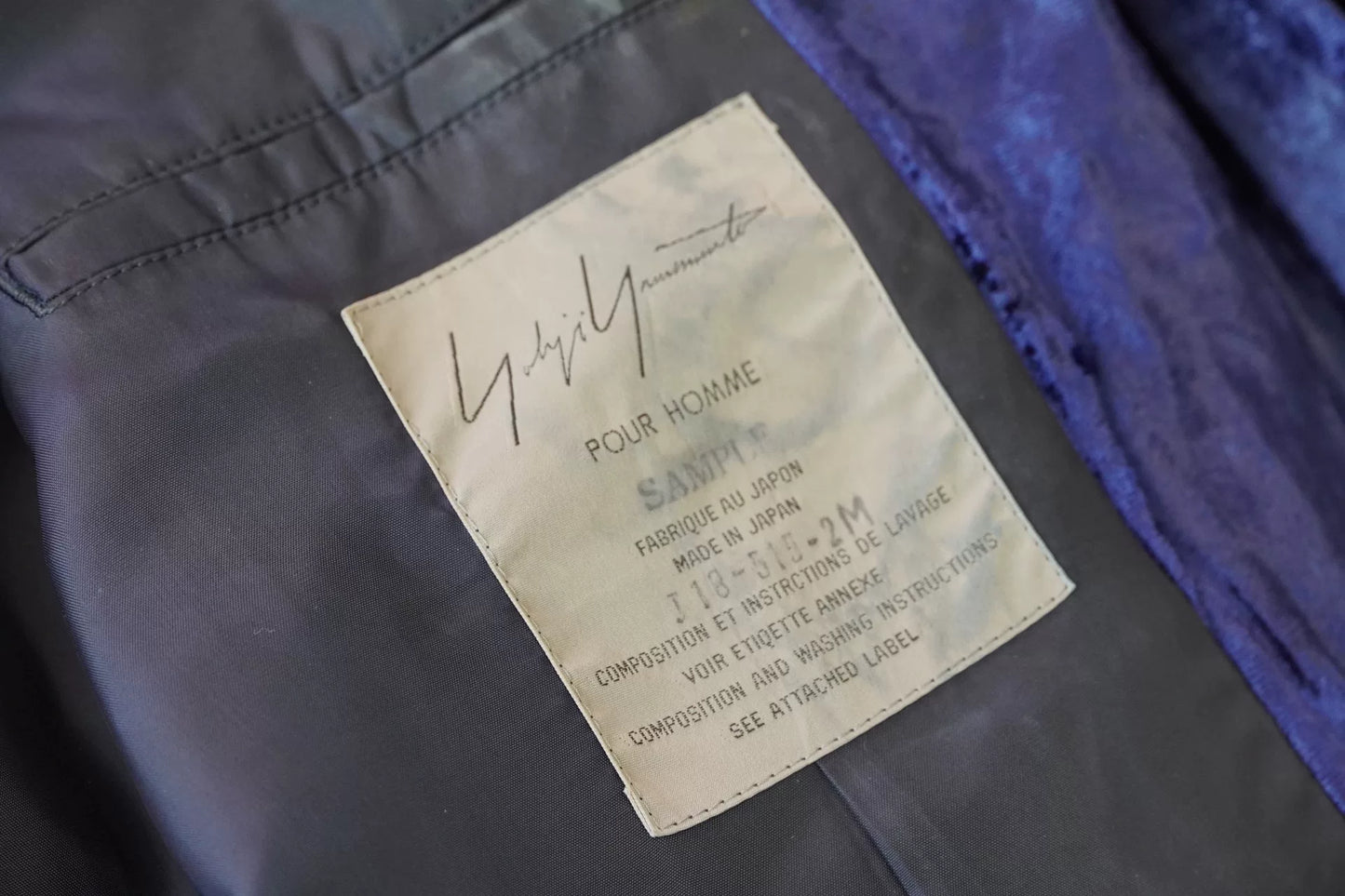 yohji yamamoto blue velvet jacket