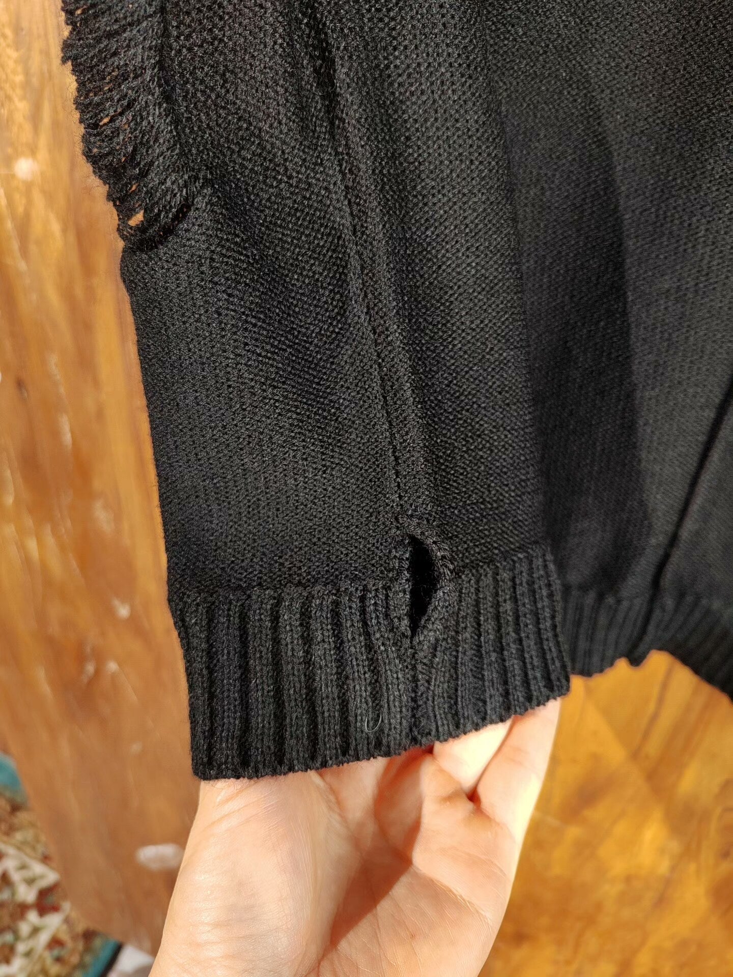 Yukio Mishiba Black Distressed Sweater