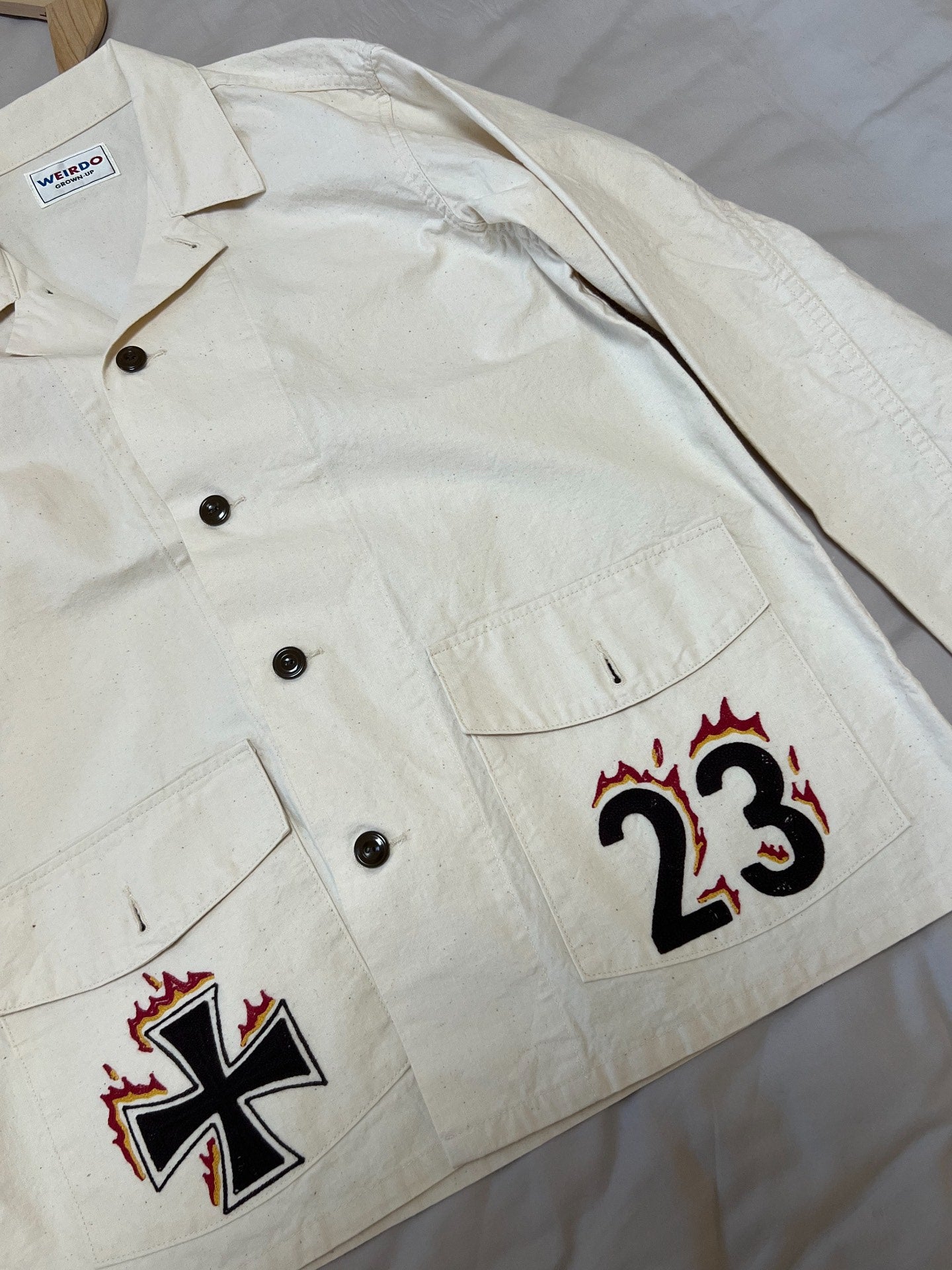 Weirdo Psycho Embroidered Print Work Jacket