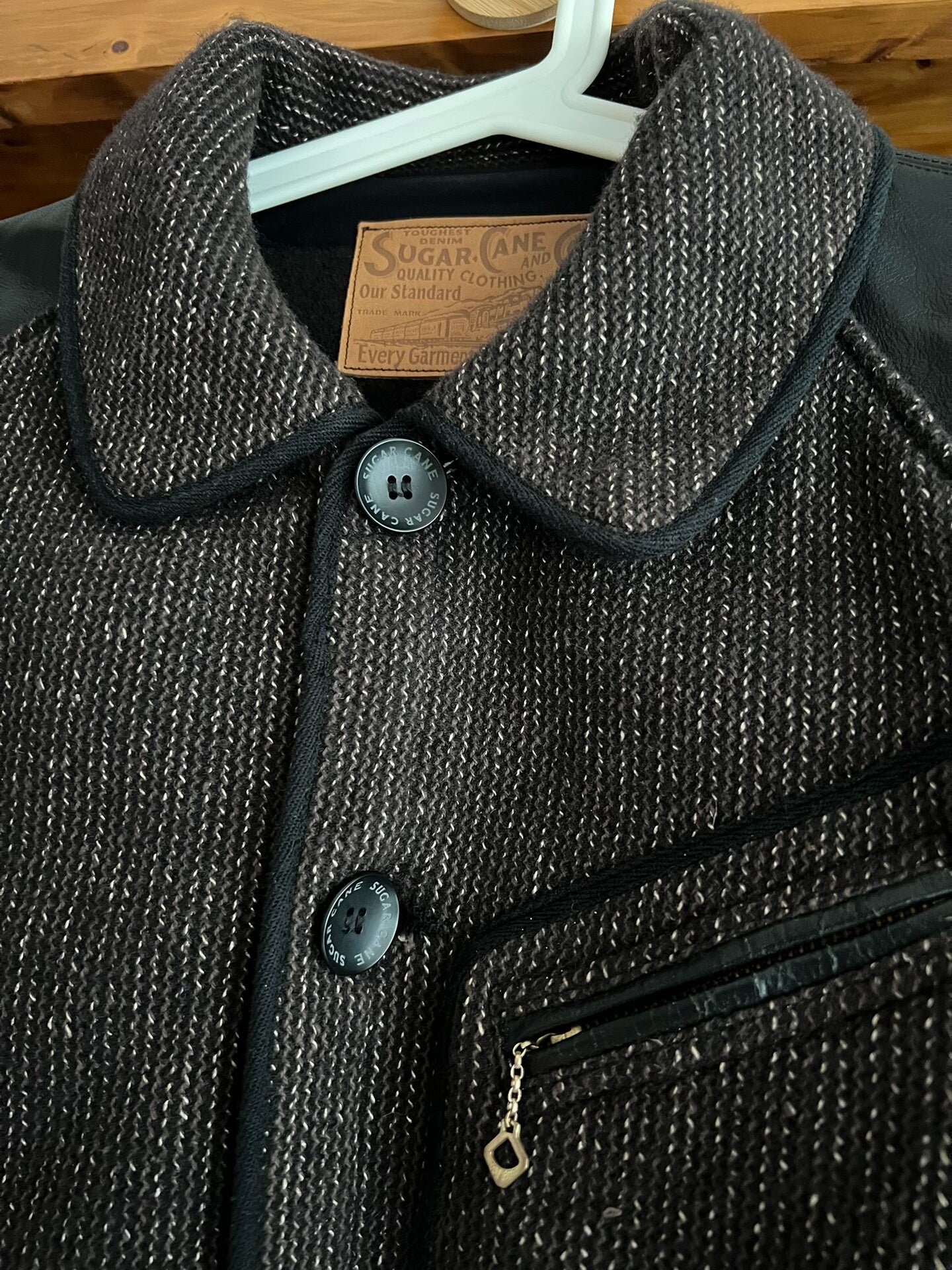 wool leather jacket with vintage details