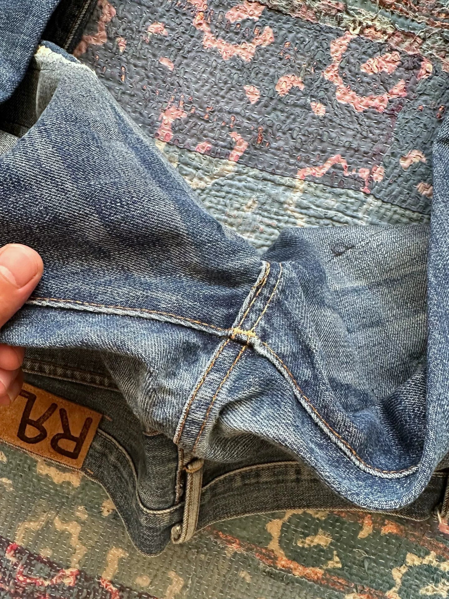 rrl slim boot cut distressed denim pants