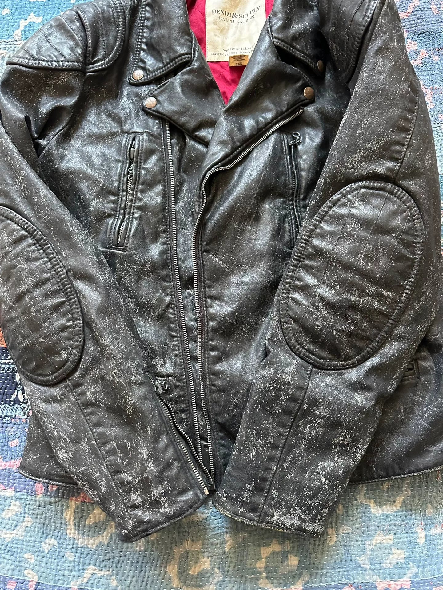 distressed denim printed tiger jacket